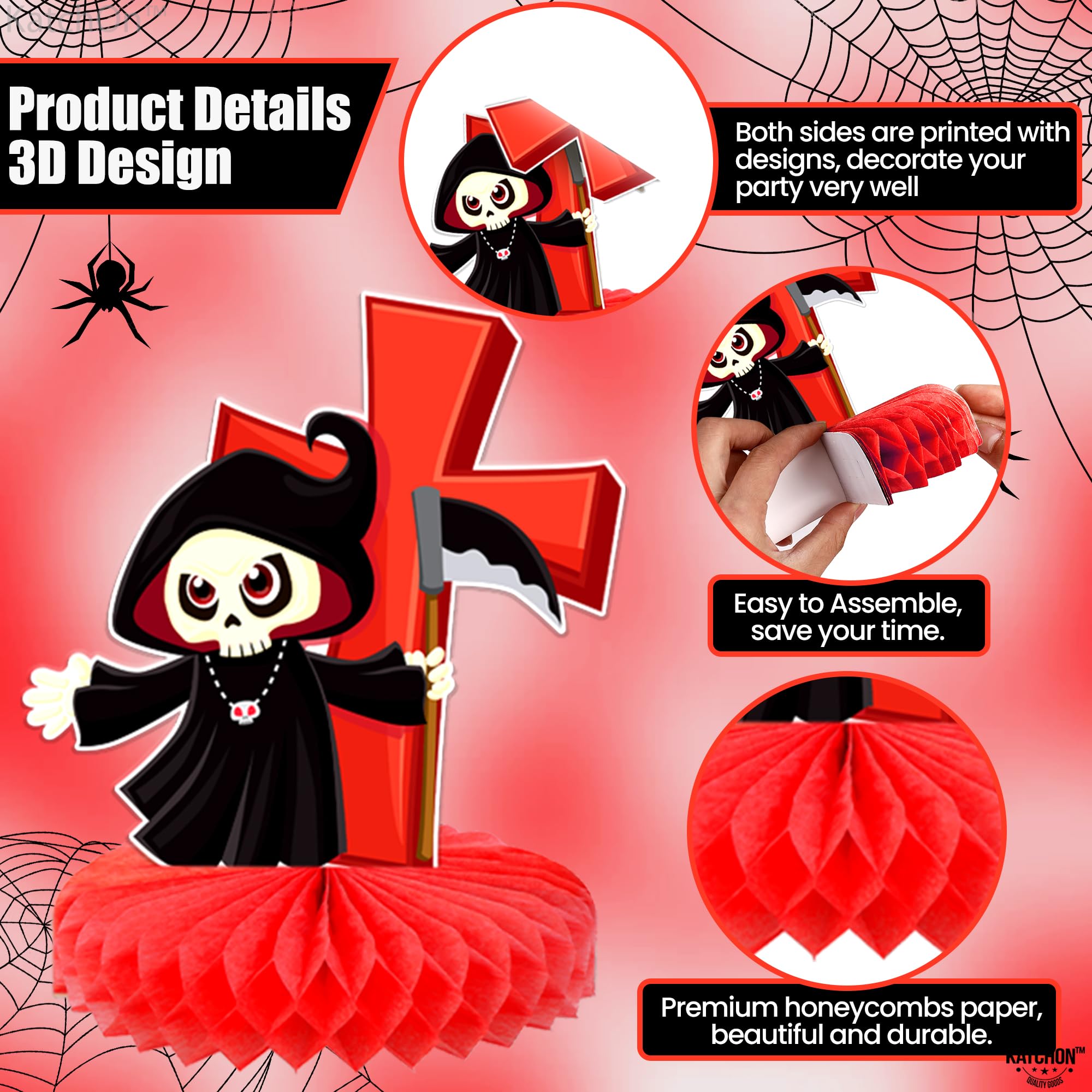 Spooky Halloween Table Decorations - Pack of 9 Haunted Ghost, Pumpkin & Cat Honeycomb Centerpieces for Halloween Party Decor | Perfect for Halloween Dinner, Haunted House & Spooky Party Decorations