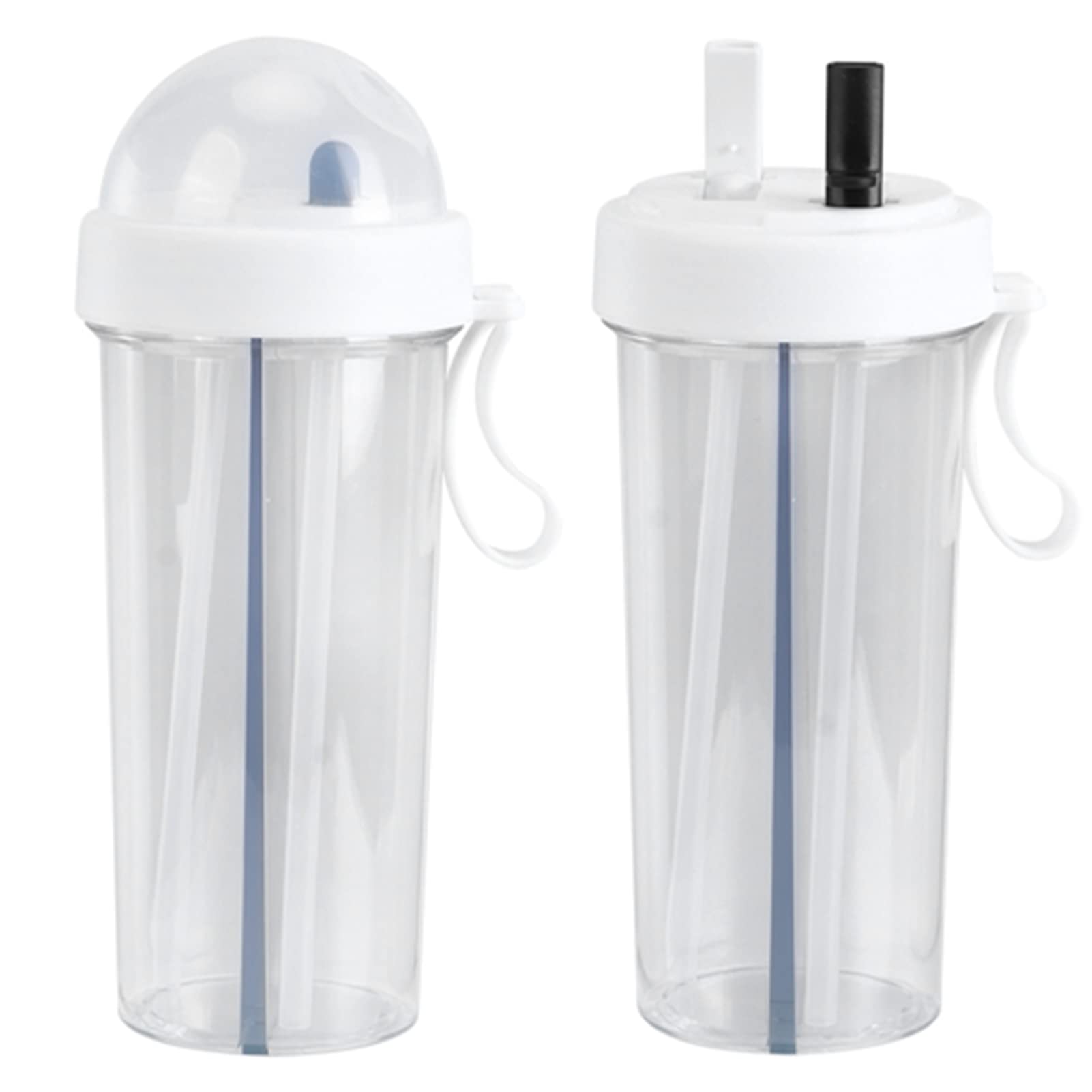 600ml Creative Straw Water Bottle - Insulated Stainless Steel Hydration Cup with Lid for Gym, Office & Outdoor Activities (White)