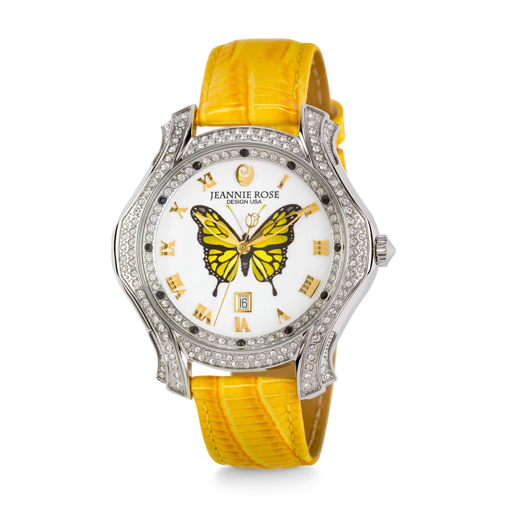 JEANNIE ROSE Wonder Wings 40mm Women's Analog Watch - Yellow Dial Fashion Watch for Women | Perfect for Casual Wear, Office & Special Occasions