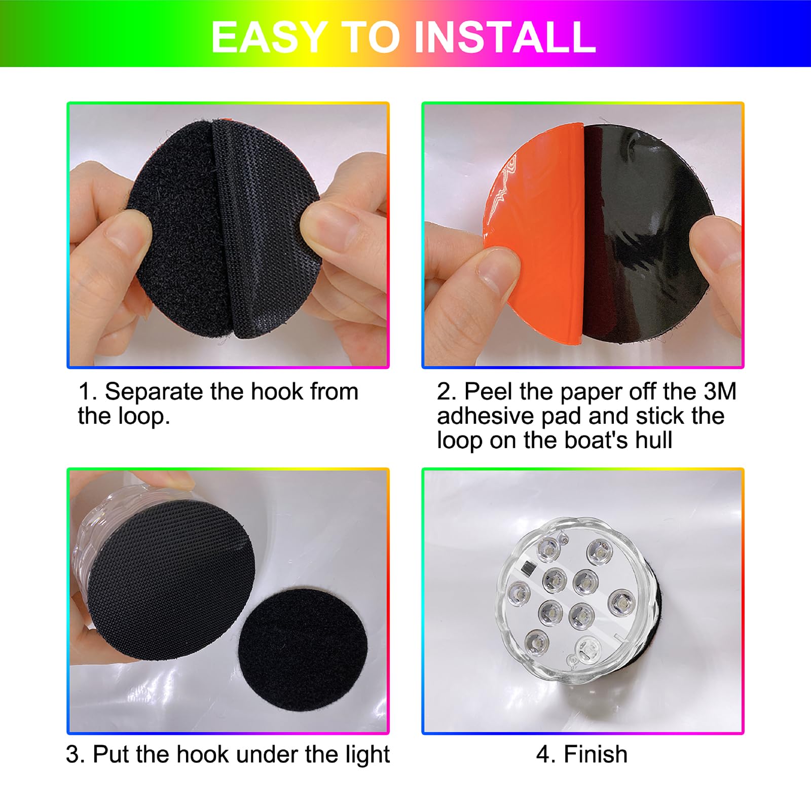 RGB LED Boat Lights with Wireless Remote - Waterproof Marine Lighting for Interior, Deck & Courtesy Use - Battery Operated for Pontoon, Jon Boat, Kayak & Fishing Boats (2 Pack) - Perfect for Night Fishing & Party Lighting