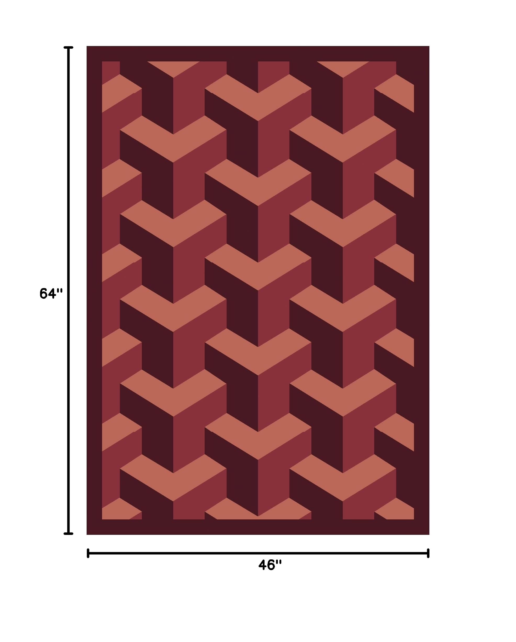 Joy Carpets Kaleidoscope Rooftop Whimsical Area Rug - Burgundy Red Kids Playroom Rug, Soft Non-Slip Nursery Carpet for Bedroom, Living Room & Dorm Decor