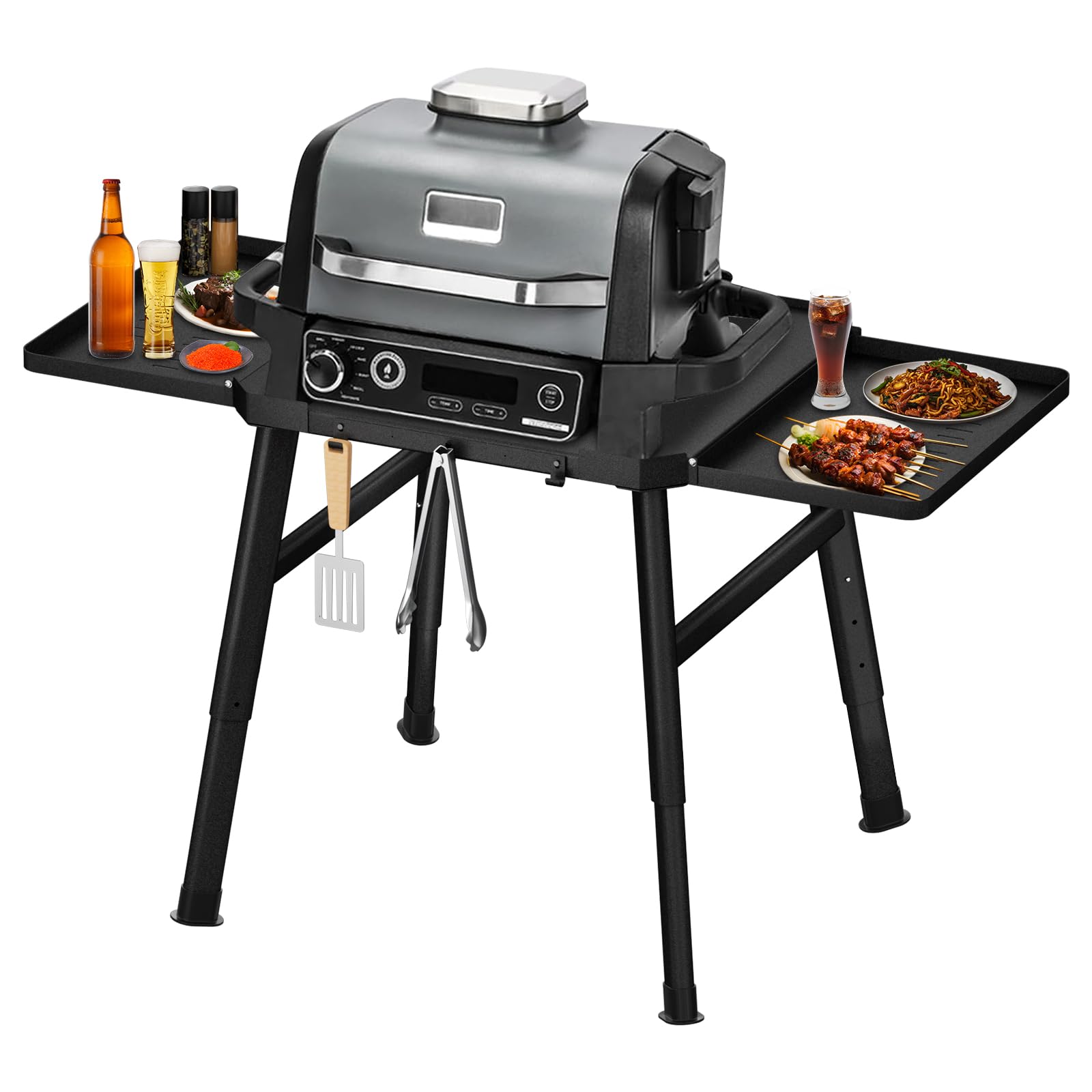 Universal Grill Table Stand for Ninja OG & OO Series, Woodfire & Pizza Oven - Outdoor Cooking Side Table with Utensil Holder | Perfect for Backyard BBQs, Camping & Patio Parties
