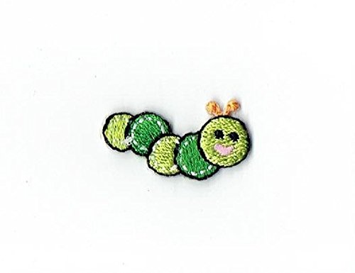Kids Small Green Caterpillar Embroidered Iron-On Patch for Jackets, Backpacks & DIY Crafts - Fun Sewing Applique for Children's Clothing