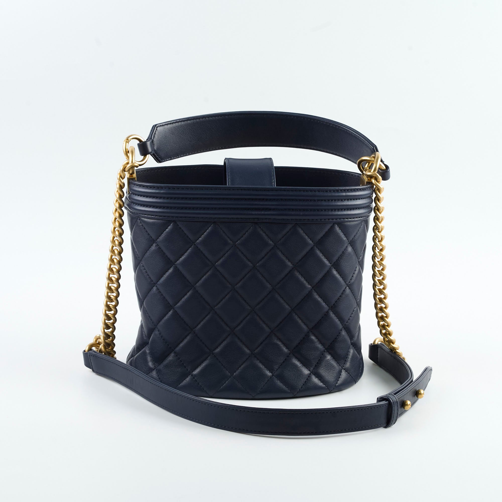Chanel Boy Bucket Bag in Navy Blue - Luxury Designer Handbag for Women | Perfect for Everyday Use, Work & Special Occasions