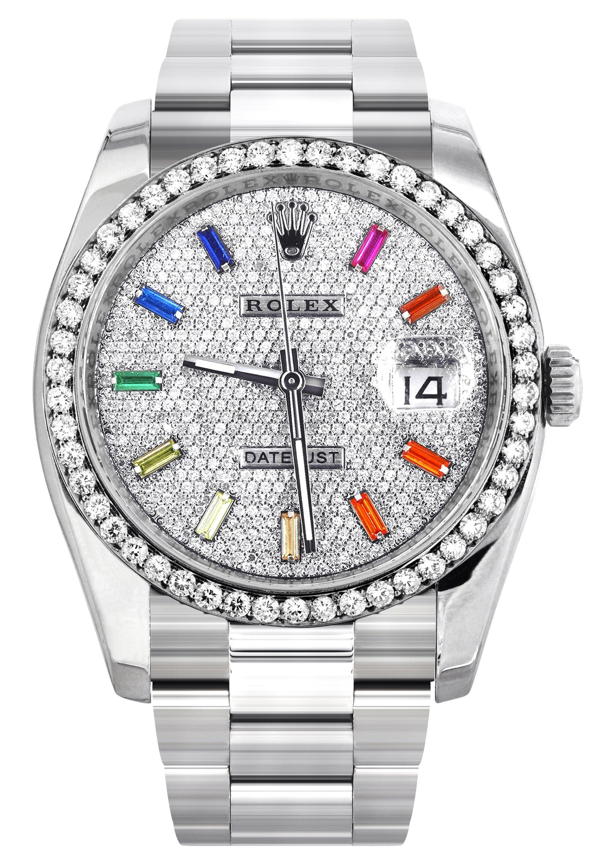 Rolex Datejust 36mm Watch - 116200 Model with Color Baguettes Dial & Oyster Band | Luxury Timepiece for Men, Business Meetings, Special Occasions & Everyday Wear