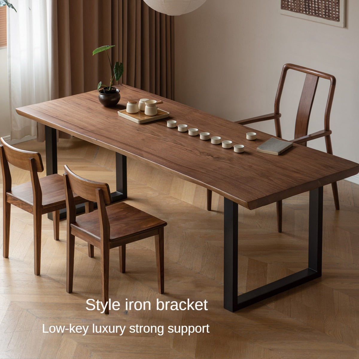 Premium Black Walnut & Ash Solid Wood Table Legs with Metal & Acrylic Accents - Sturdy Modern Furniture Legs for Dining Tables, Desks, and DIY Projects