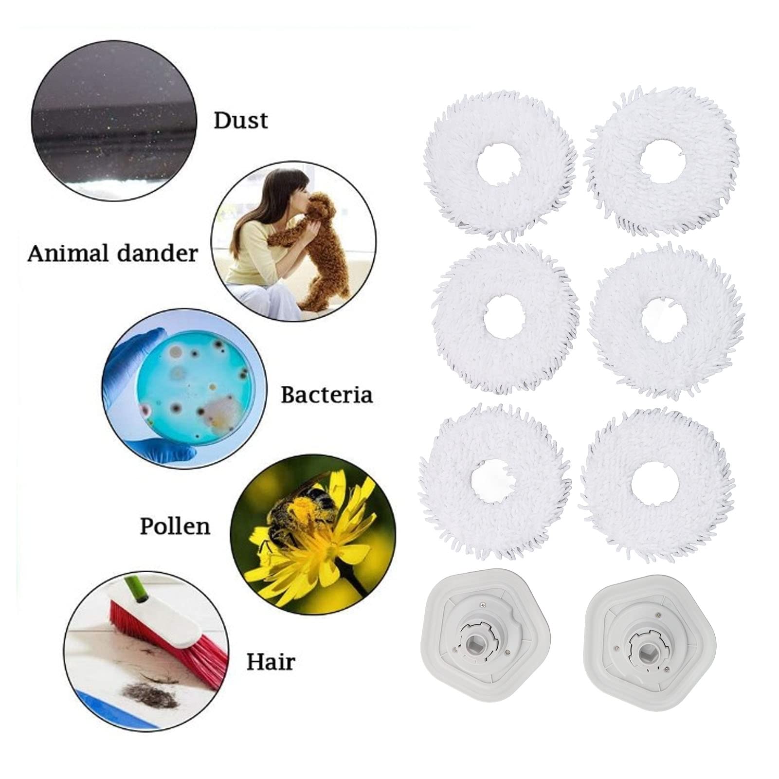 6-Pack Replacement Mop Pads & 2 Mop Holders for W10 Pro Robot Vacuum Cleaner - Compatible with W10 Robot Vacuum - Perfect for Hardwood Floors & Tile Cleaning