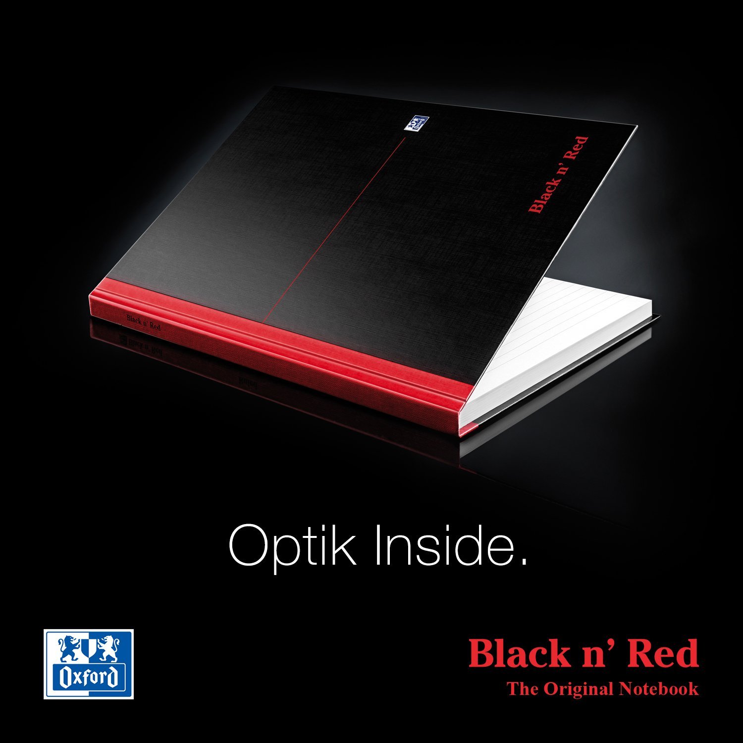 Black n' Red Oxford Hardcover A4 Notebook - Casebound, Lined, 192 Pages - Premium Writing Journal for Office, School & Business Meetings