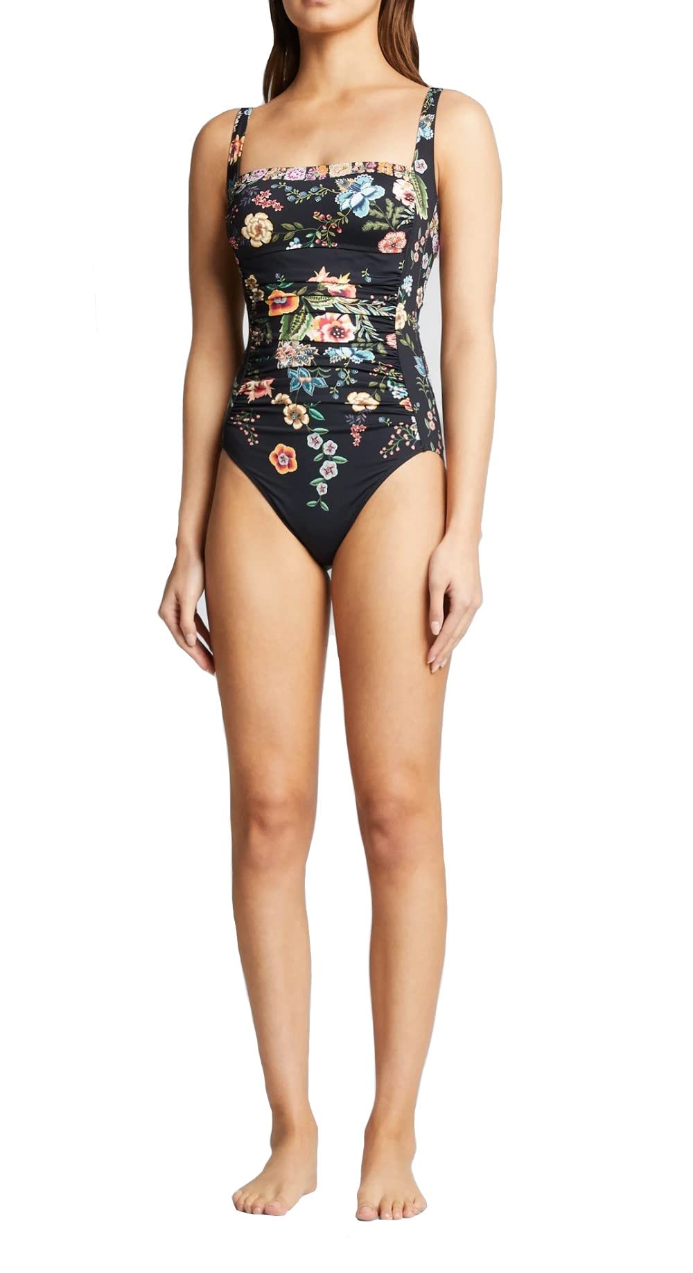 Johnny Was Ardell Shirred One-Piece Swimsuit - Women's Boho Floral Print Beach Cover Up for Pool, Vacation & Summer Outfits