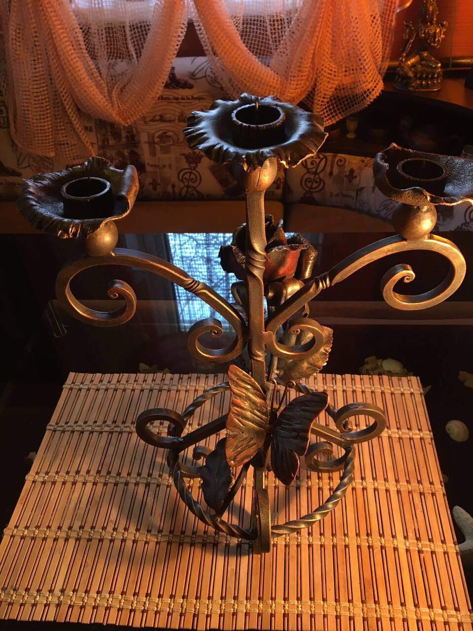 Elegant Iron Candle Holder - 6th Anniversary Steel Gift for Her, Wedding Anniversary Present - Perfect for Romantic Dinners, Home Decor & Special Occasions
