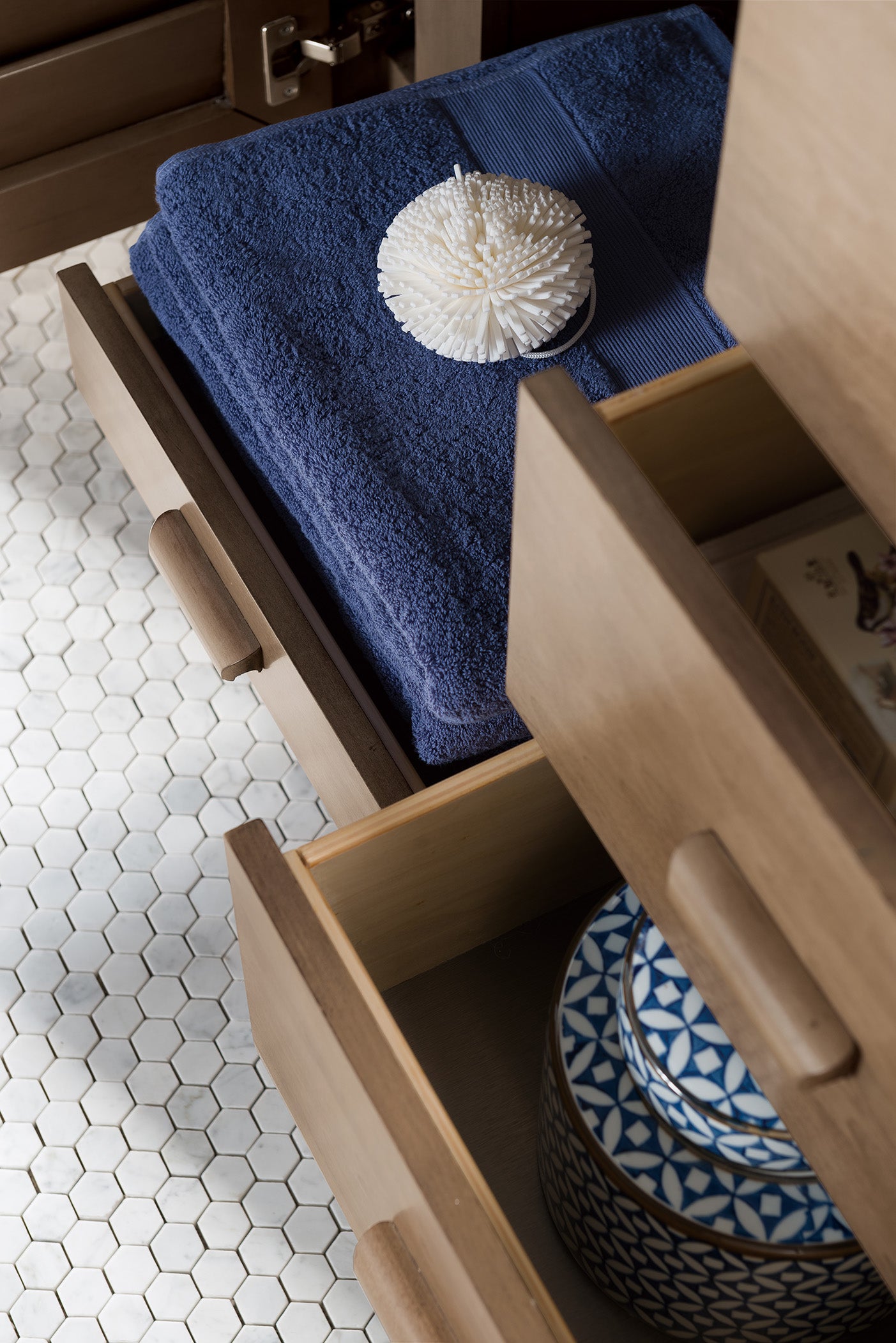 Portland 60 Inch Single Bathroom Vanity in Whitewashed Walnut with 3CM Eternal Serena Quartz Countertop - Perfect for Modern Master Bathrooms and Powder Rooms
