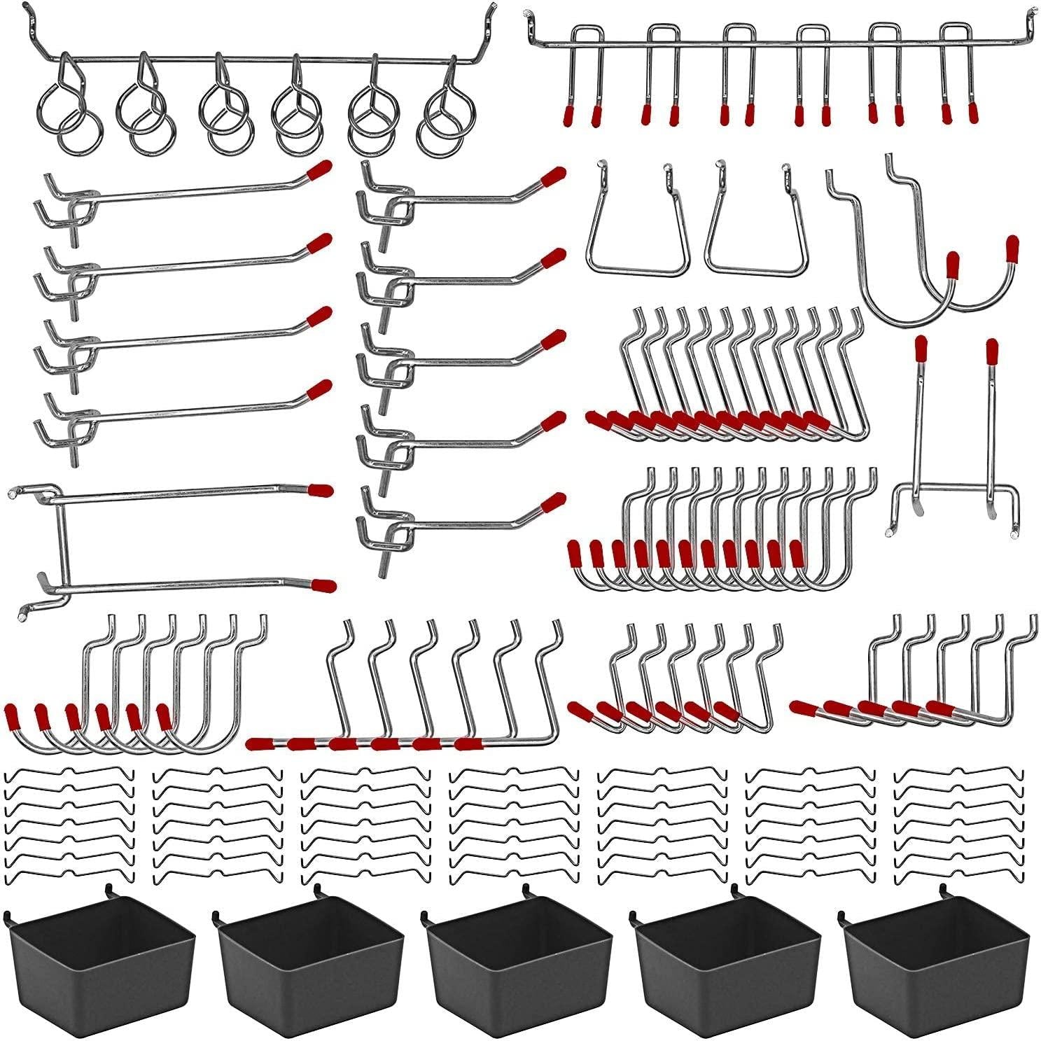 WEN WB114A 114-Piece Pegboard Accessory Kit - Hooks, Bins & Organizers for Garage, Workshop & Retail Display