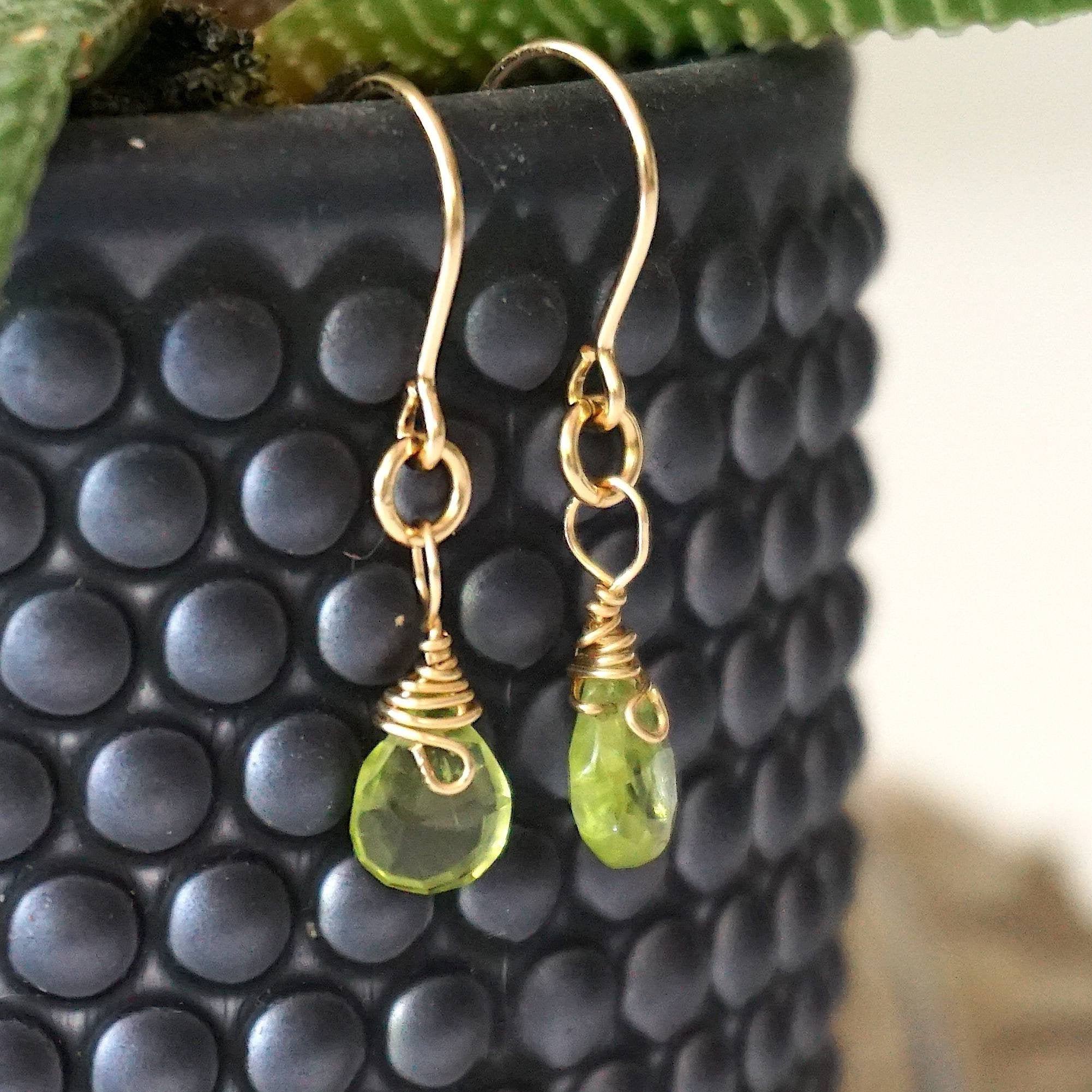 Peridot Earrings for Women - 14k Gold Filled Teardrop Dangle Earrings | Perfect for Weddings, Parties & Everyday Elegance