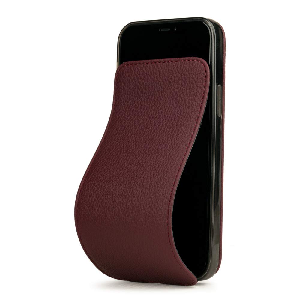 Premium Ultra Thin Leather Flip Flap Case for iPhone 12 Pro Max - Patented French Design in Bordeaux Red - Perfect for Business & Travel Protection