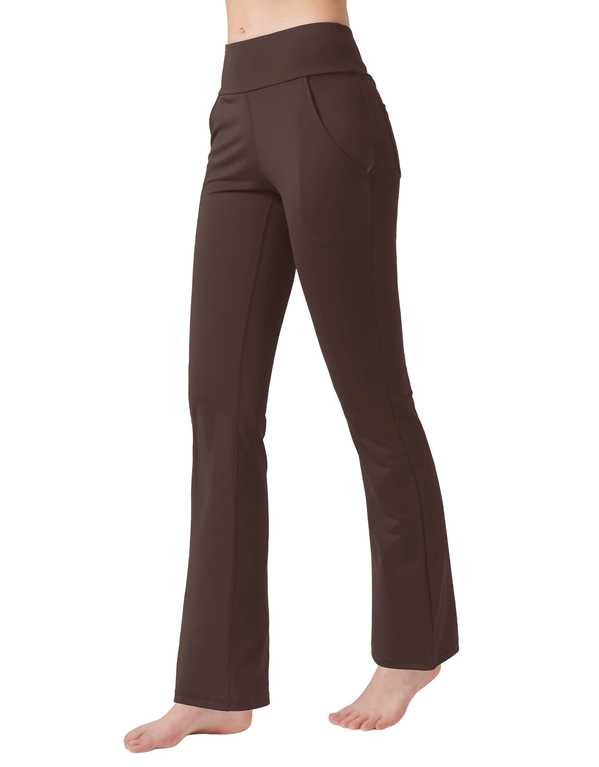 Nuveti Women's High Waisted Bootcut Yoga Pants with 4 Pockets - Tummy Control Workout & Dress Pants for Yoga, Gym, Office & Casual Wear