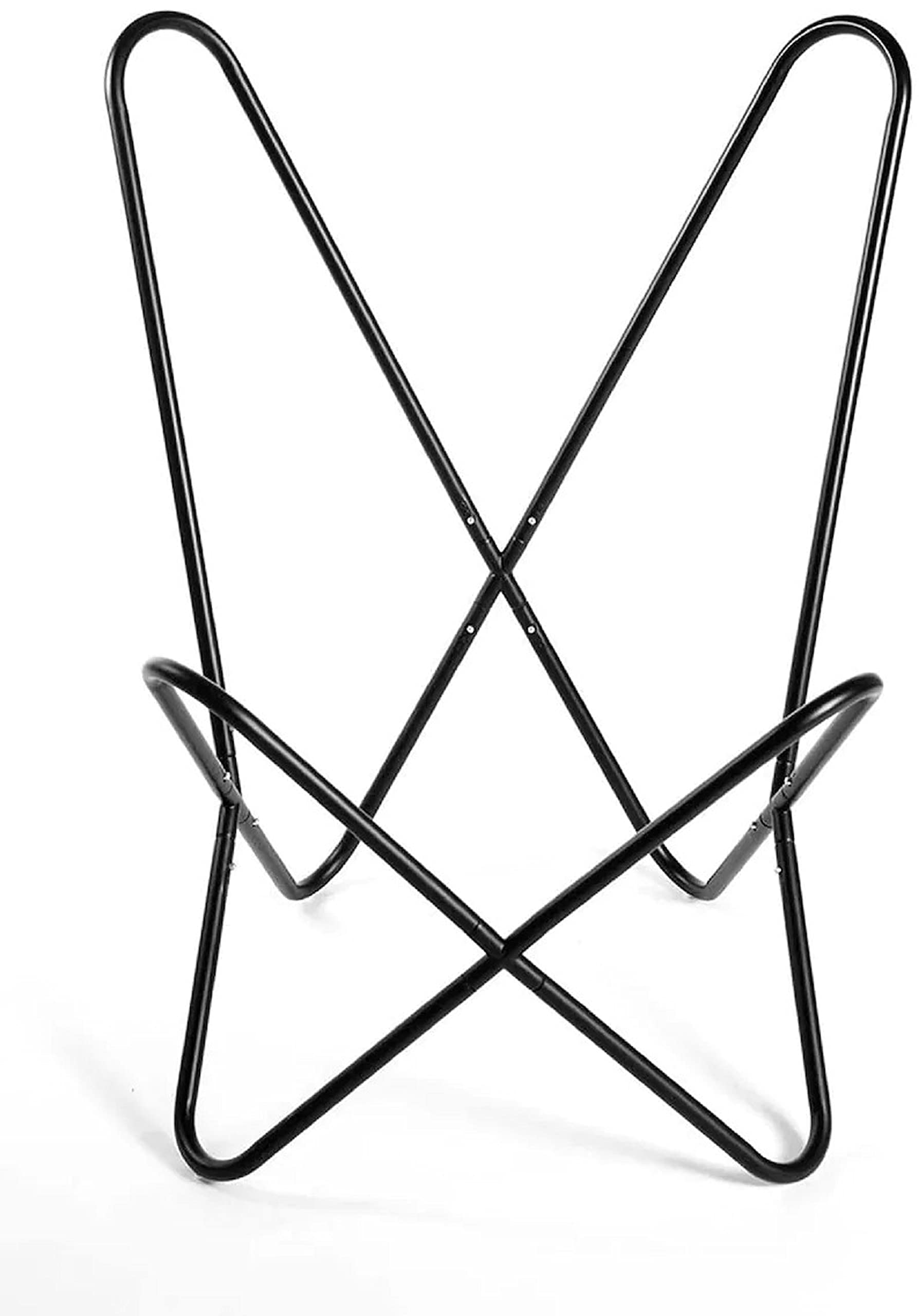 GifteQ Brown Leather Butterfly Chair with Foldable Iron Frame - Cow Print Boho Accent Chair for Living Room, Bedroom & Patio - Western Style Home Decor for Relaxing & Lounging (Black)