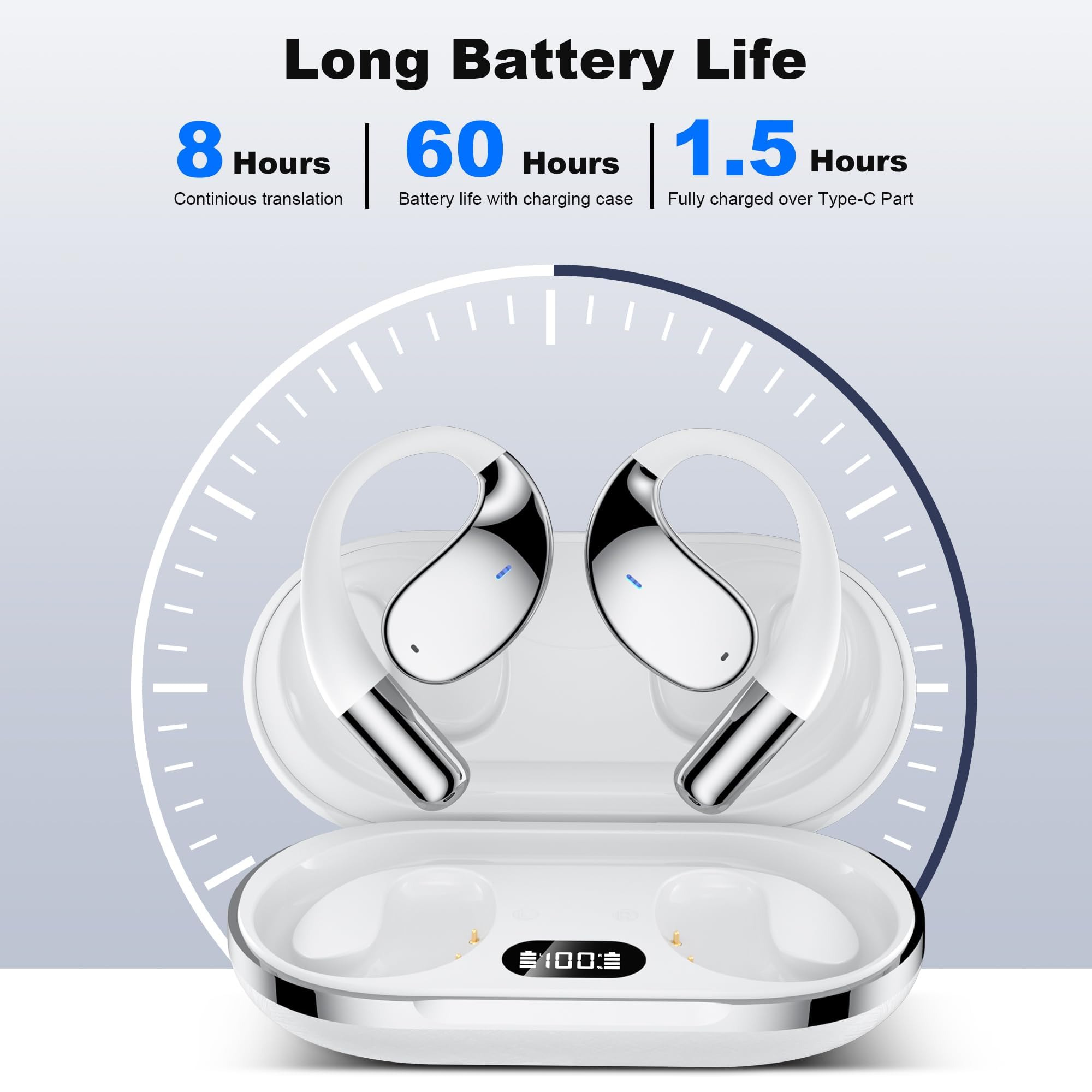 Wireless Earbuds with Real-Time AI Language Translation | 3-in-1 Bluetooth Earbuds with HD Sound & Long Battery Life | Perfect for Business Meetings, Language Learning & International Travel | No Subscription Fee (Black)