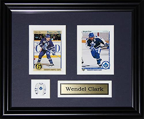 Wendel Clark Toronto Maple Leafs 2-Card Hockey Memorabilia Collector Frame - Vintage NHL Display for Sports Fans & Man Cave Decor