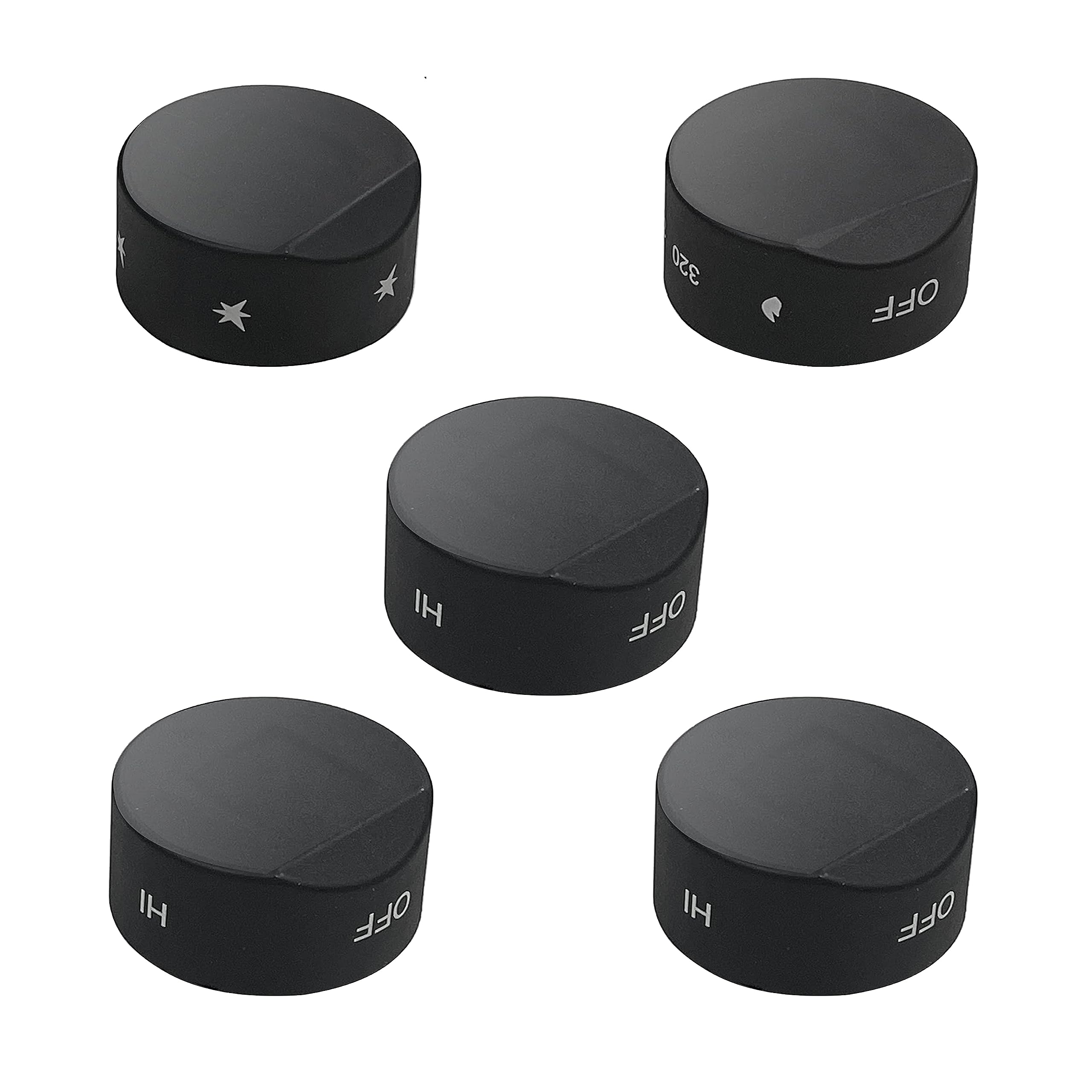 Upgraded RV Gas Range Oven Knob Replacement - Compatible with Greystone CF-RV17, CF-RV17B, CF-RV17BB, CF-RV21, CF-RV21B, CF-RV21BB Models (5-Piece Set) - Perfect for RV Kitchen Stove Repair & Maintenance