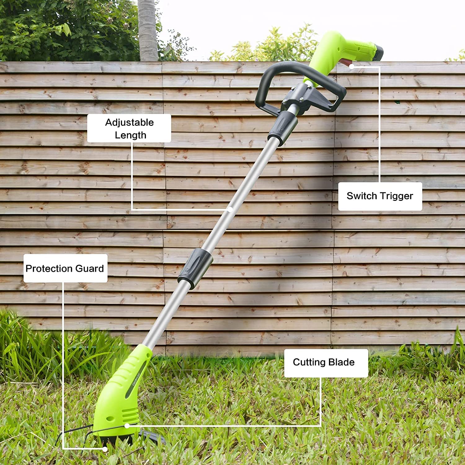 Hongmai 12V Cordless String Trimmer - Battery Powered Weed Wacker with Adjustable Handle & Height, Lightweight Electric Lawn Edger for Yard, Garden, and Patio Maintenance - Perfect for Trimming Grass, Weeds, and Edging Walkways