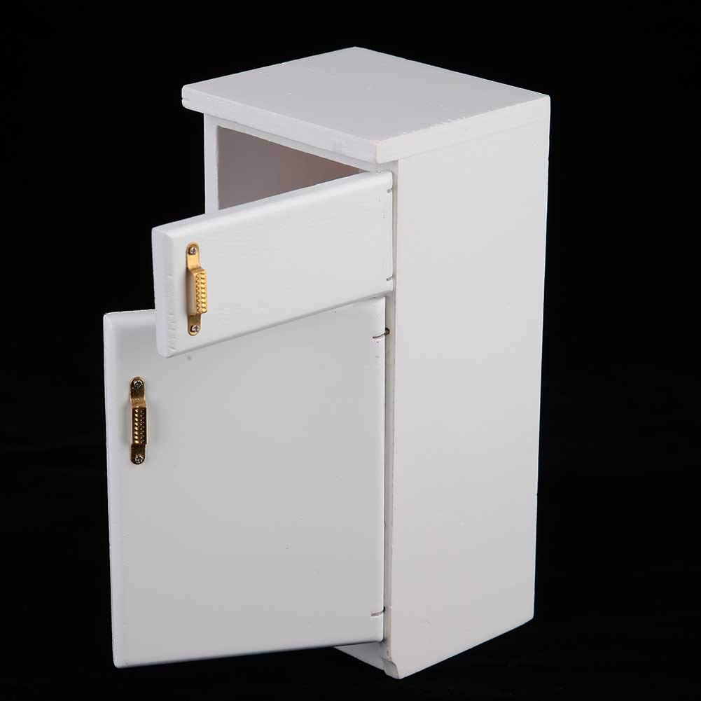 1:12 Mini Wooden Refrigerator - White Dollhouse Kitchen Accessory | Perfect for Dollhouse Decor, Photography Props & Model Furniture Displays | Realistic Miniature Kitchen Appliance for Collectors