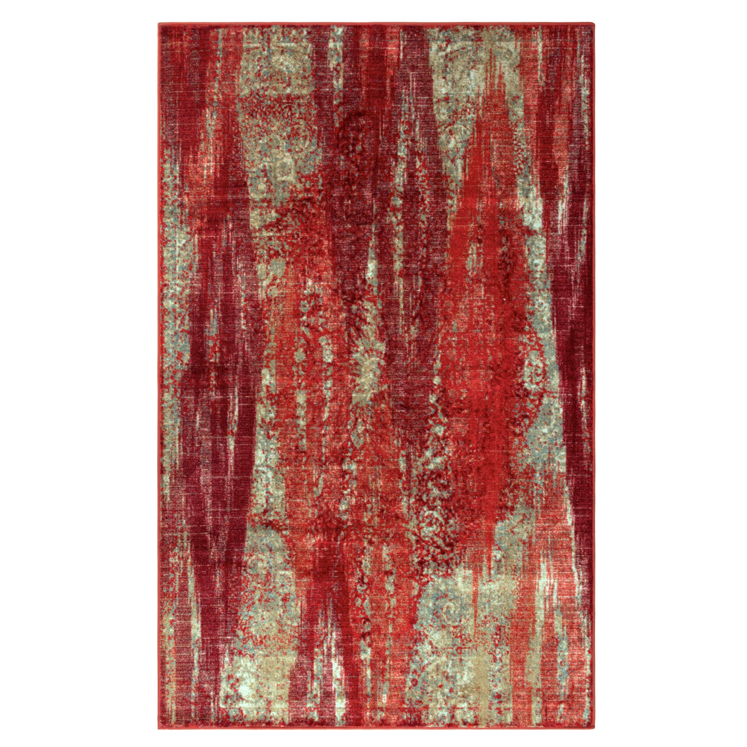 BLUENILEMILLS Artemisia Abstract Plush Indoor Area Rug 8x10 Feet - Non-Slip Foam Backing, Washable & Durable Modern Red Carpet for Living Room, Bedroom, Office Decor