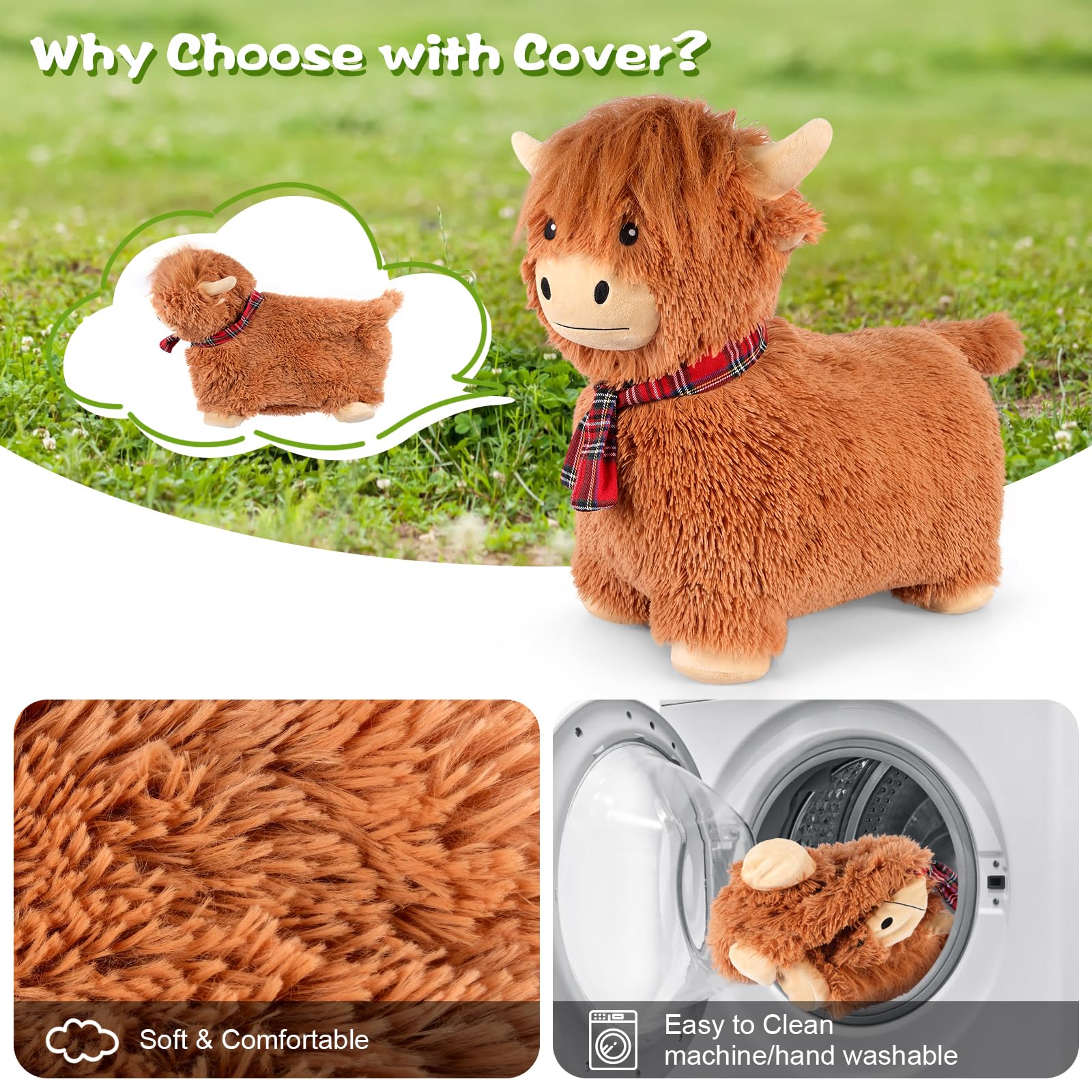**Inflatable Highland Cow Hopper Toy - Bouncy Ride-On Animal for Toddlers & Kids - Indoor/Outdoor Plush Bouncer - Fun Birthday Gift & Playtime Activity**    *(Perfect for Playrooms, Backyards, Birthday Parties & Active Play - Encourages Exercise & Imagination!)*