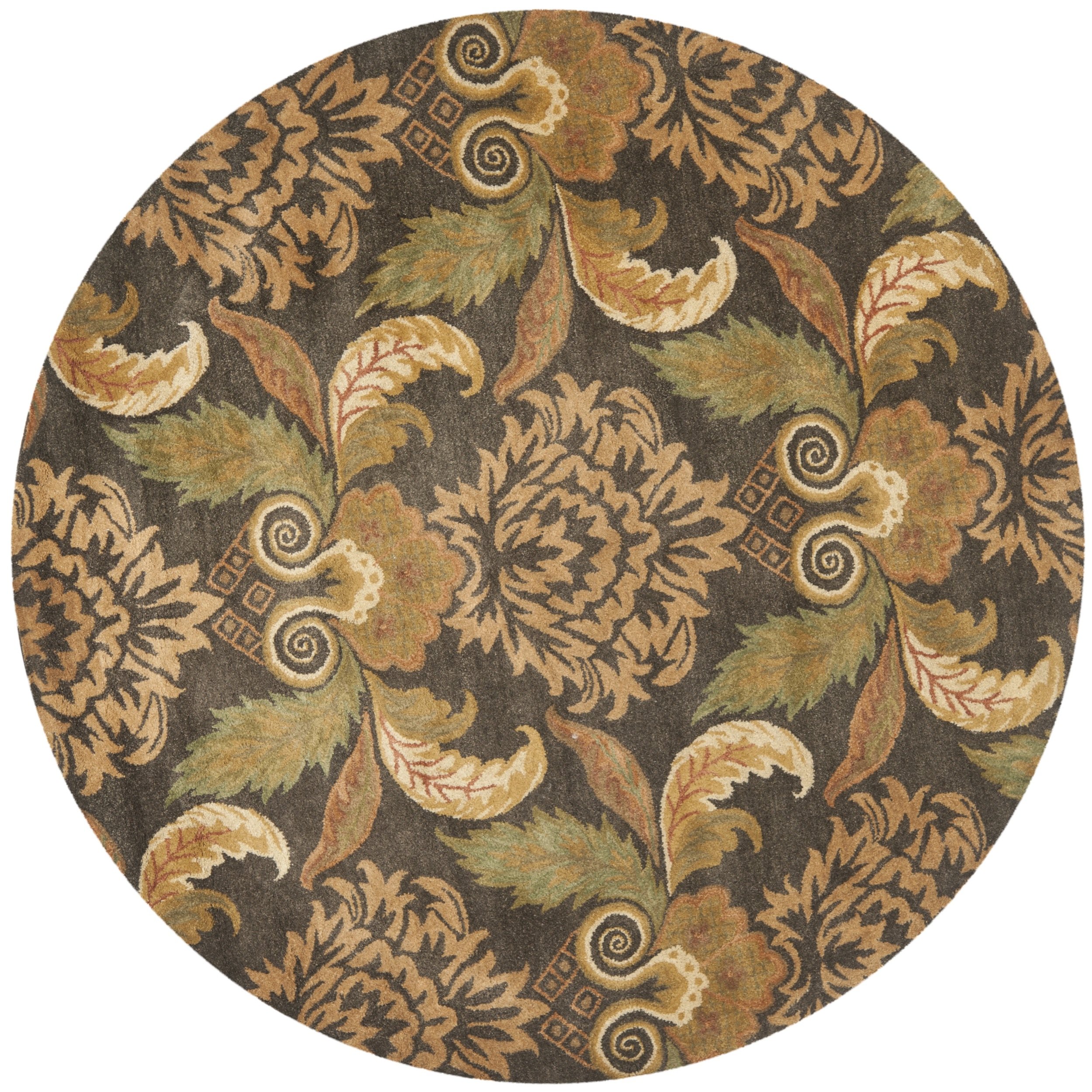 SAFAVIEH Metro Collection 8' Round Handmade Floral Wool Area Rug - Premium Quality Assorted Colors (MET985B) | Perfect for Living Room, Bedroom & Home Decor