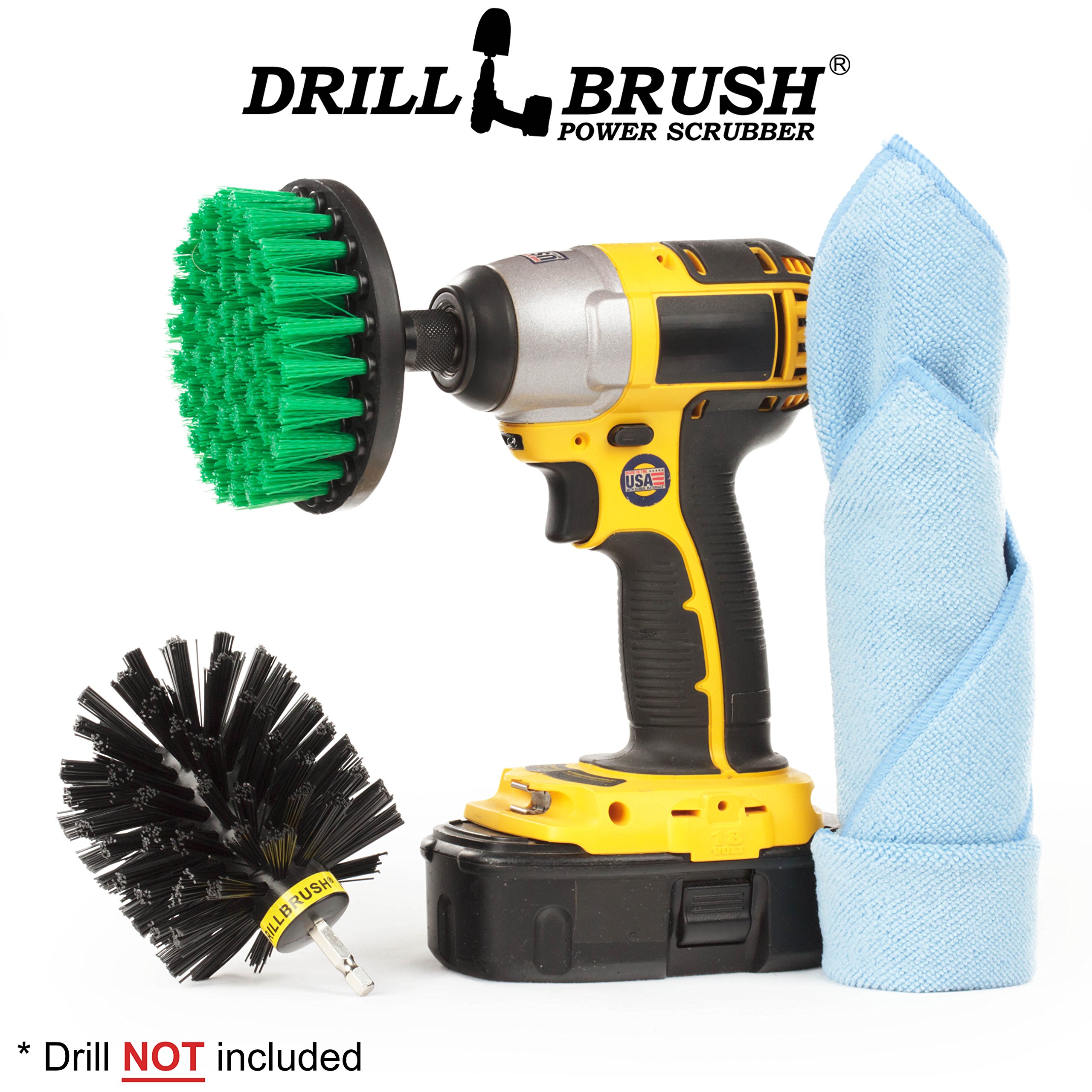 Drillbrush Cordless Tile and Grout Scrubber Kit - Power Scrubber for Bathroom Cleaning, Shower Tiles, Sinks & Kitchen Surfaces