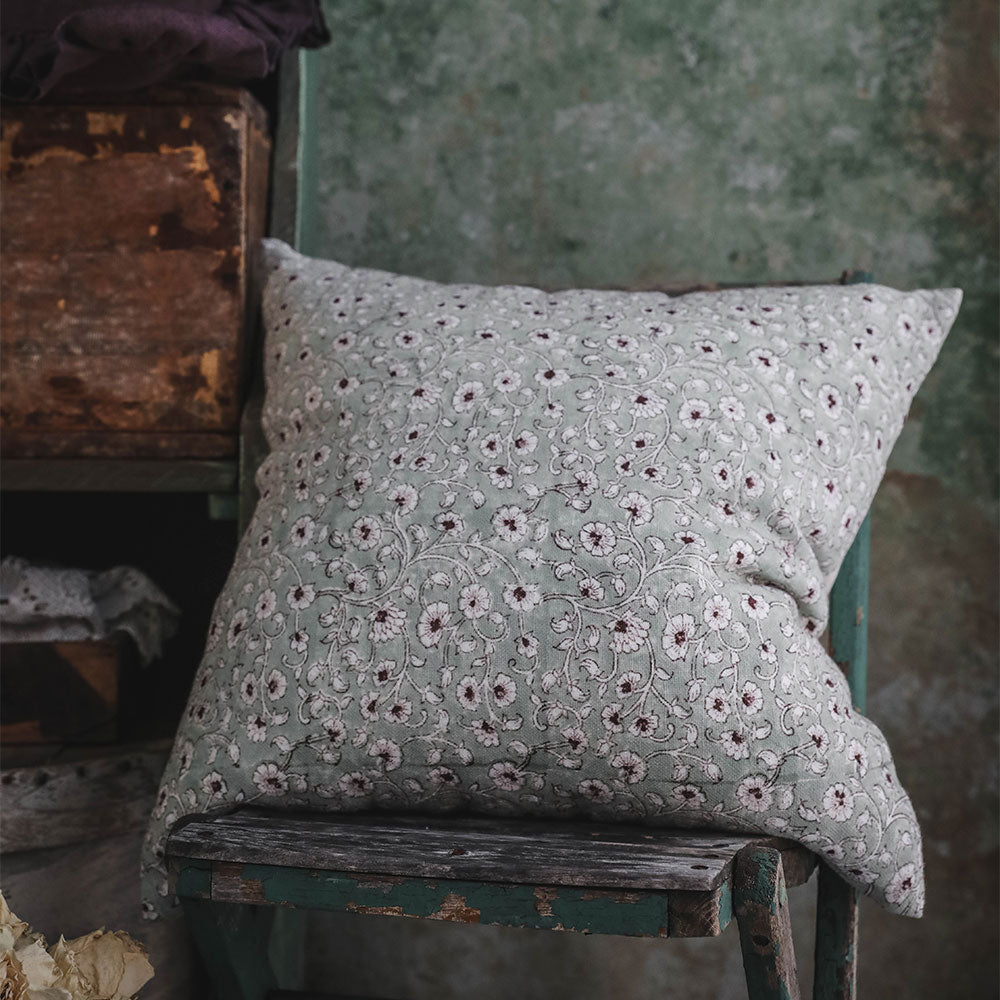 Handmade Linen Block Printed Pillow Cover No. 0231 - Bohemian Home Decor for Living Room, Bedroom & Sofa