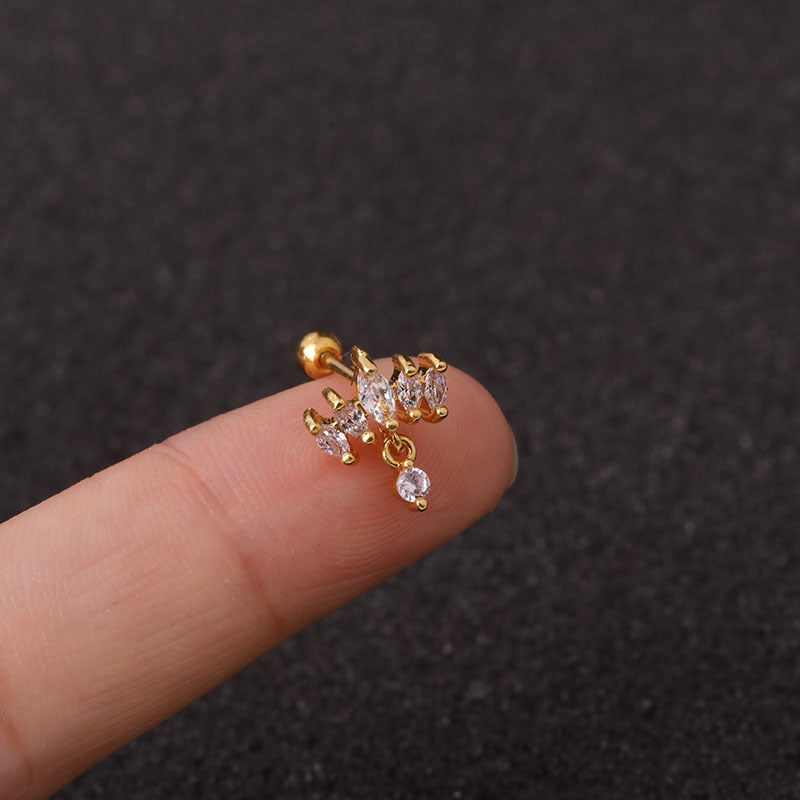 20G Cartilage Marquise Crown Dangle Stud Earrings for Women | Hypoallergenic Surgical Steel Tragus Helix Piercing Jewelry | Perfect for Daily Wear, Parties & Special Occasions