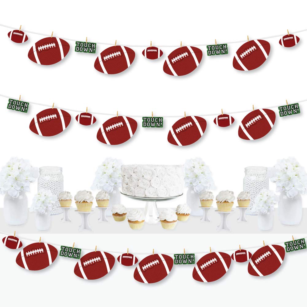 Big Dot of Happiness End Zone Football DIY Decorations - Baby Shower & Birthday Party Clothespin Garland Banner - 44 Pieces - Perfect for Sports Themed Nursery, Game Room & Football Party Decor