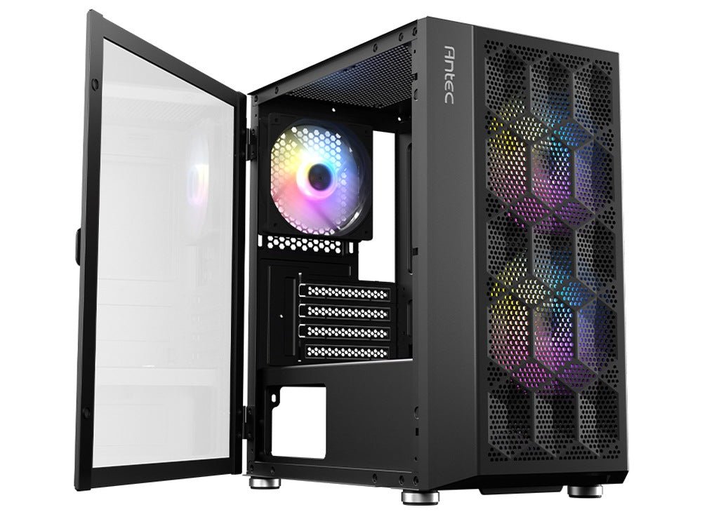 Antec NX200M RGB Mini Tower Gaming PC Case - Compact ATX/Micro-ATX/Mini-ITX Chassis with Tempered Glass & RGB Lighting for Gaming Setup & Home Office
