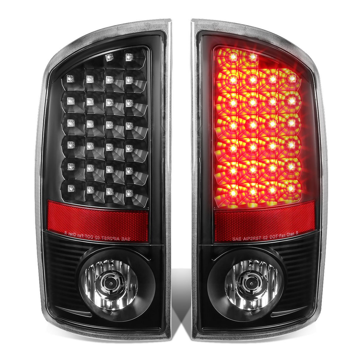 DNA Motoring TL-DRAM05-LED-BK-CL Black LED Tail Lights Pair for 2003-2006 Dodge Ram 1500/2500/3500 - Driver & Passenger Side - Enhances Night Visibility & Style