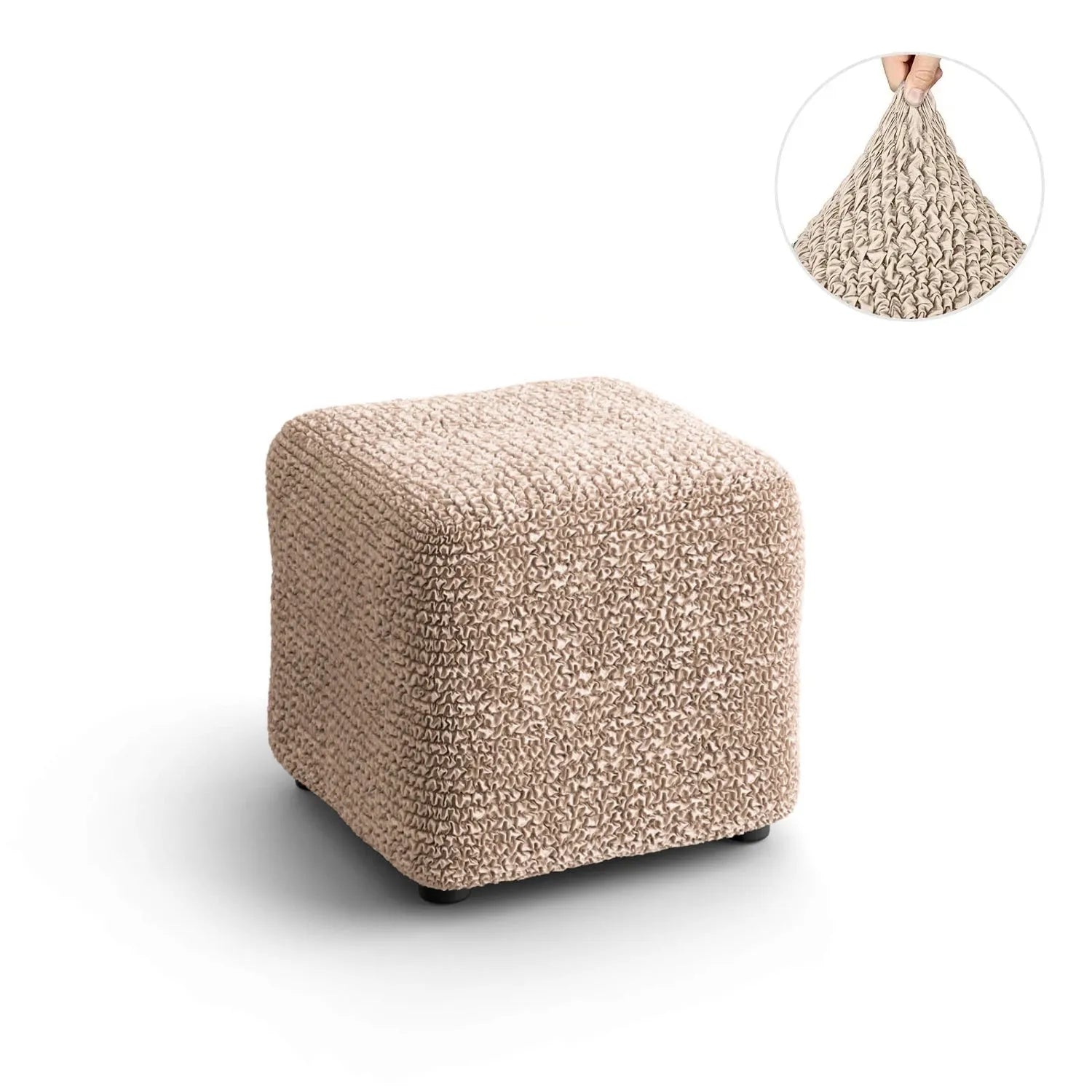 Small Ottoman Slipcover - Microfiber Collection - Perfect for Living Room, Bedroom, and Home Decor