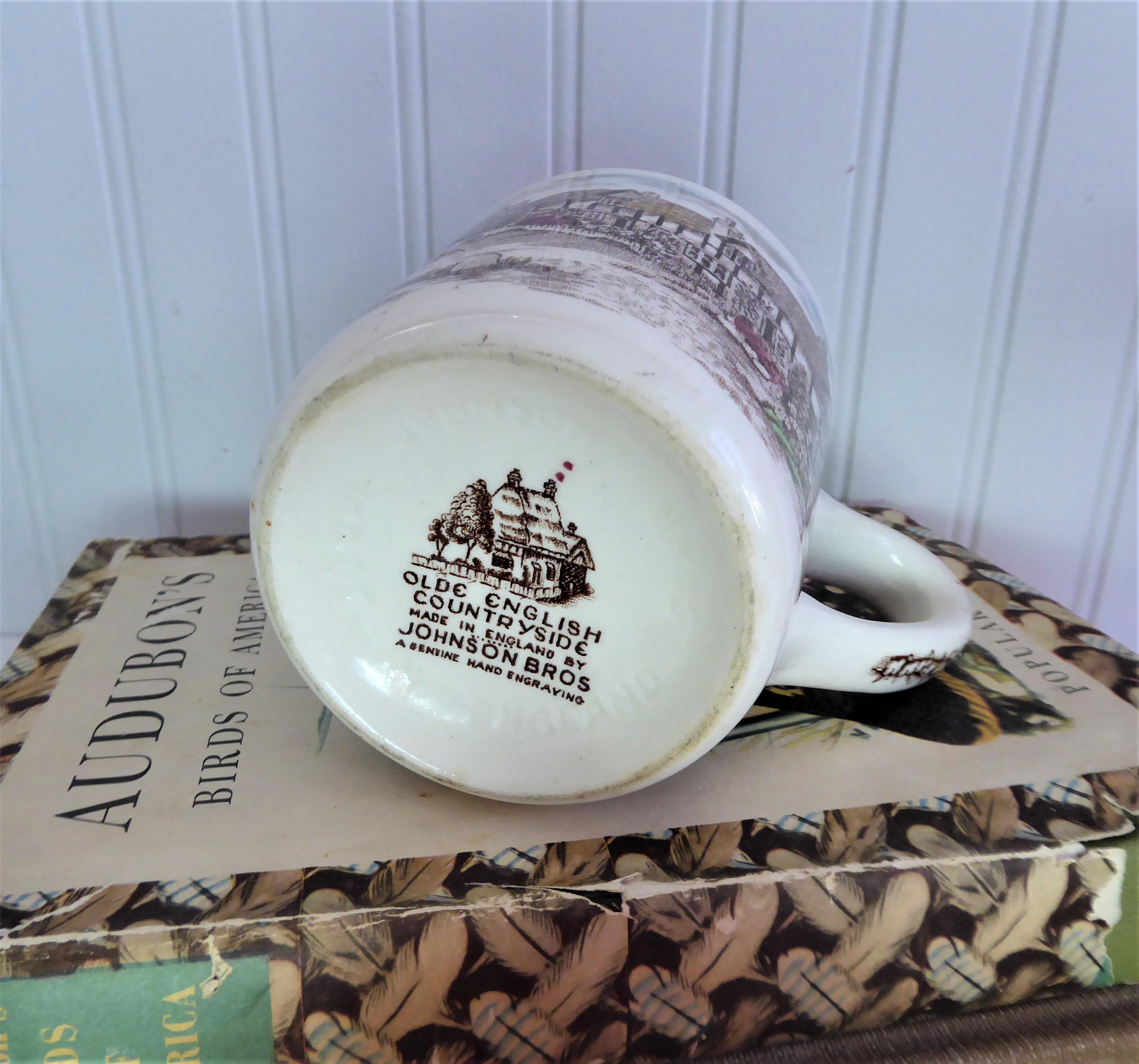 Vintage Johnson Brothers Brown Transferware Olde English Countryside Mug - 8 Oz Tea Cup for Afternoon Tea, Cottagecore Decor, and Collectible Ceramics