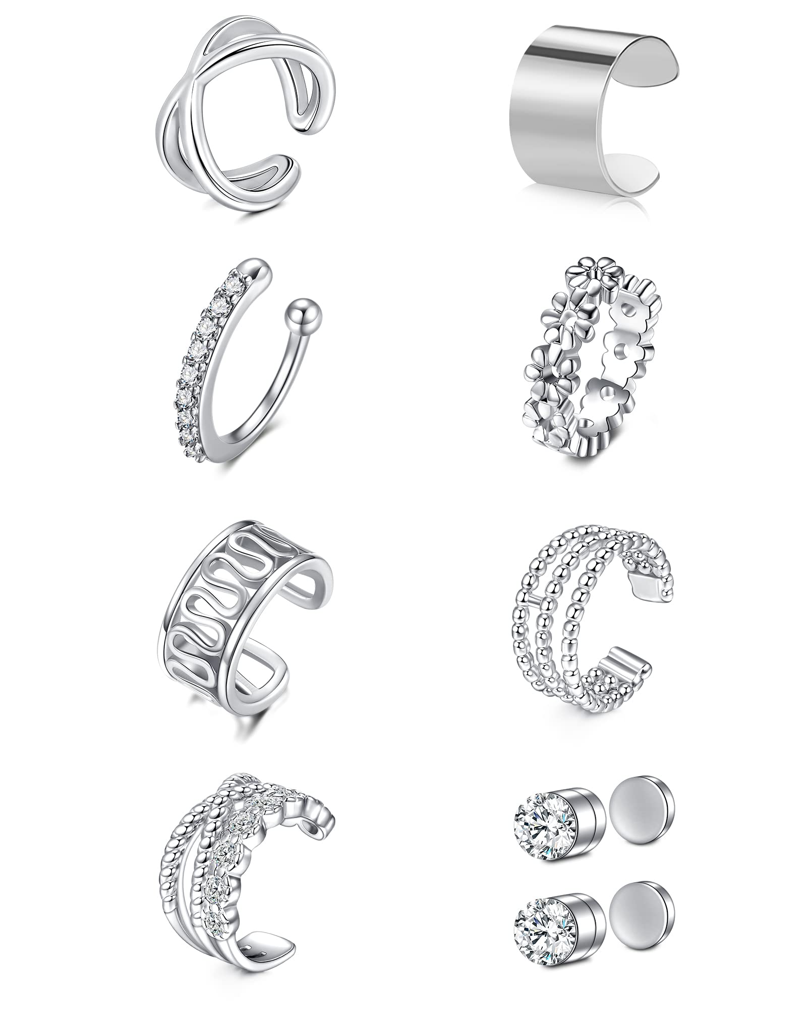 JFORYOU Stainless Steel Fake Helix Ear Cuff - Clip On Cartilage Earrings for Men & Women, Non-Piercing Adjustable Lip Ring Wrap - Perfect for Parties, Concerts & Everyday Fashion Accessories
