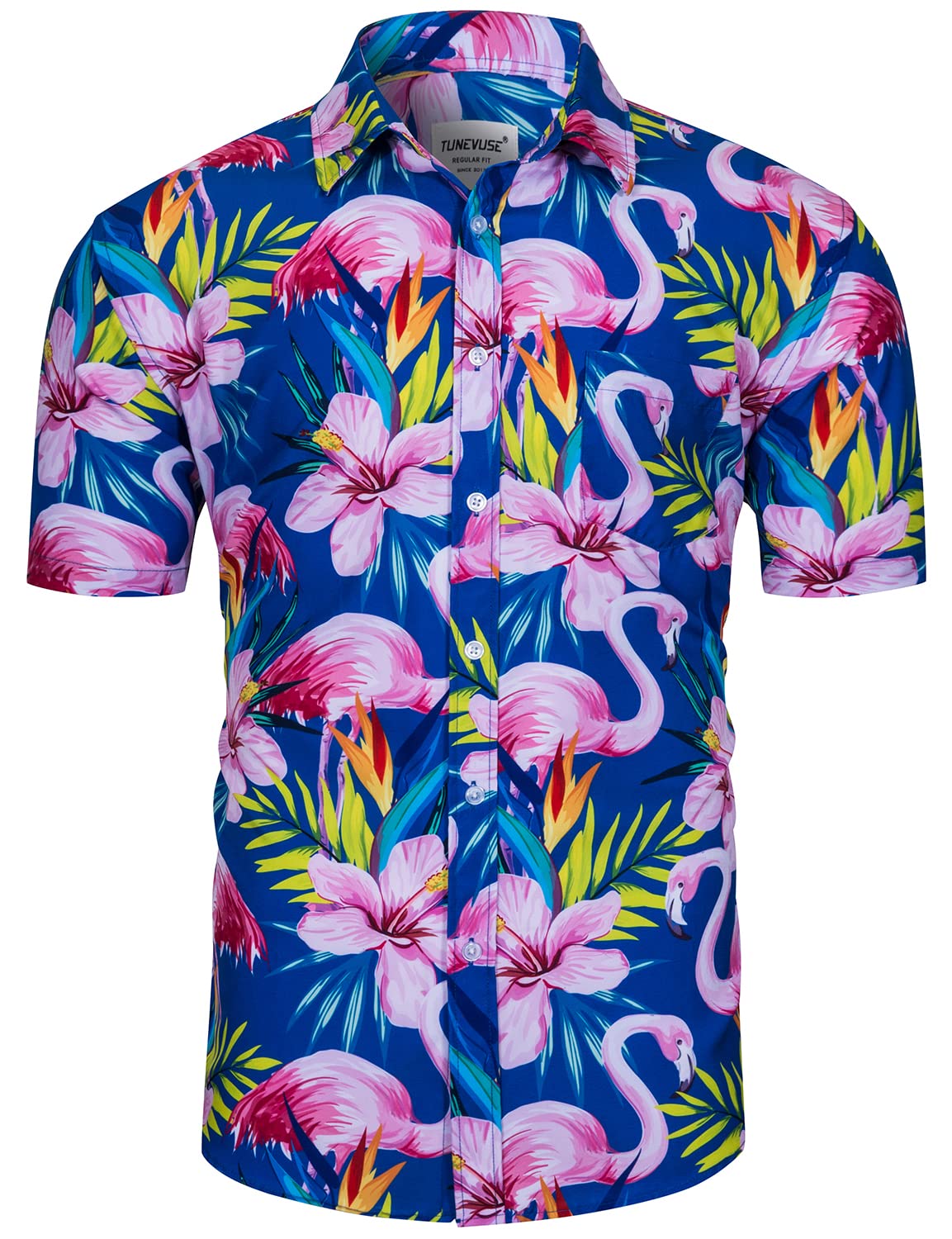 TUNEVUSE Men's Hawaiian Shirt and Shorts Set - 2 Piece Tropical Beach Outfit with Floral Print & Bucket Hat | Summer Vacation, Luau Party, Poolside Relaxation Outfit for Men
