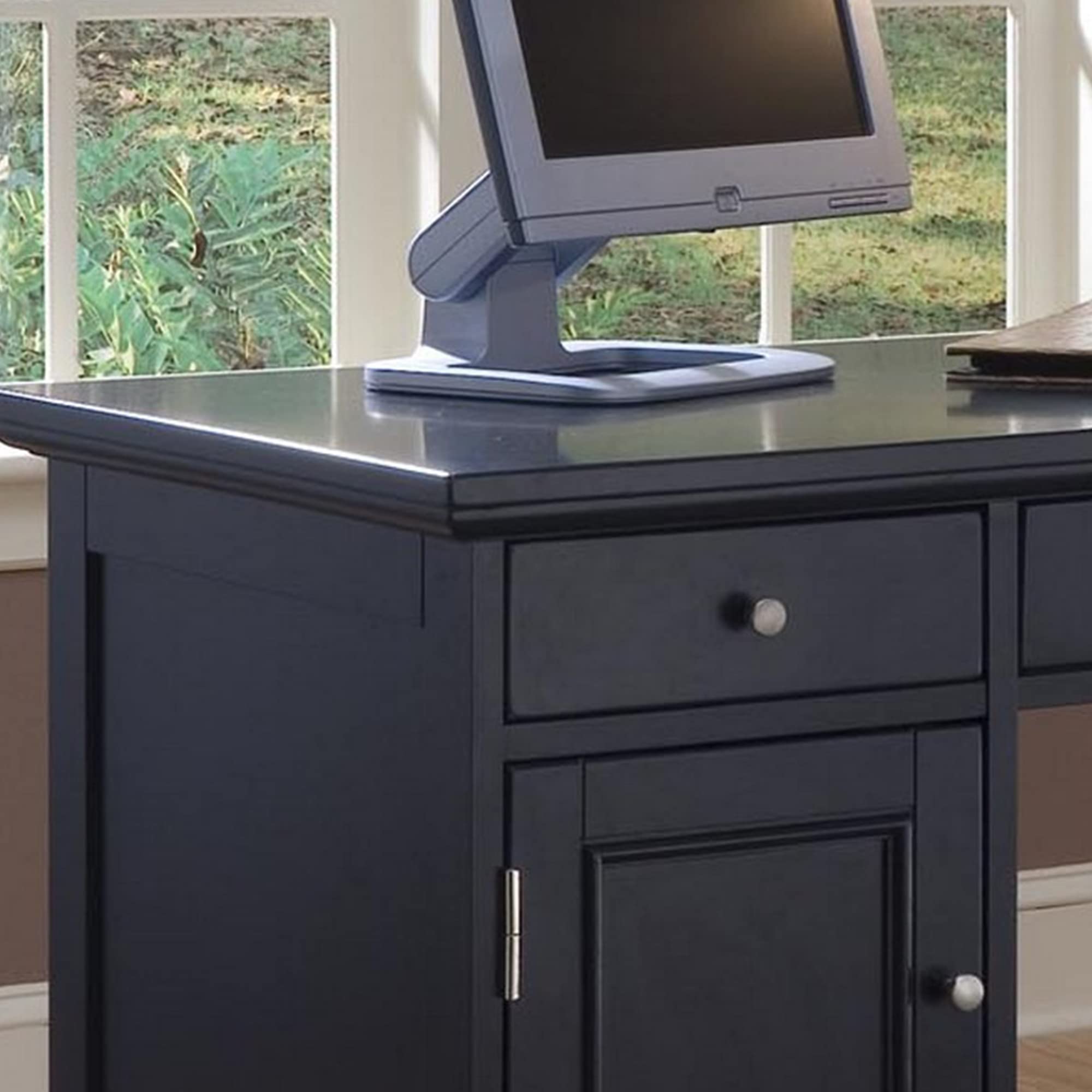Homestyles Black Pedestal Desk for Home Office Work