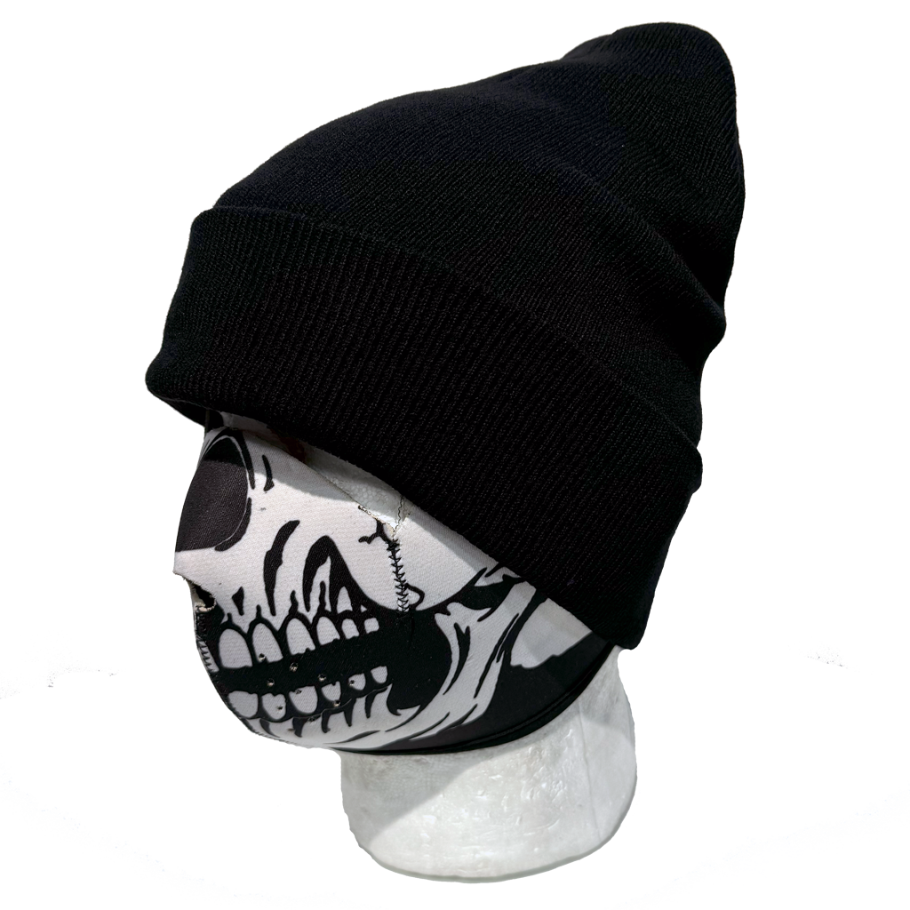 Plain Knit Beanie Black - Soft Winter Hat for Men & Women - Warm Stretchy Ribbed Cuffless Beanie Cap - Perfect for Skiing, Snowboarding & Outdoor Activities
