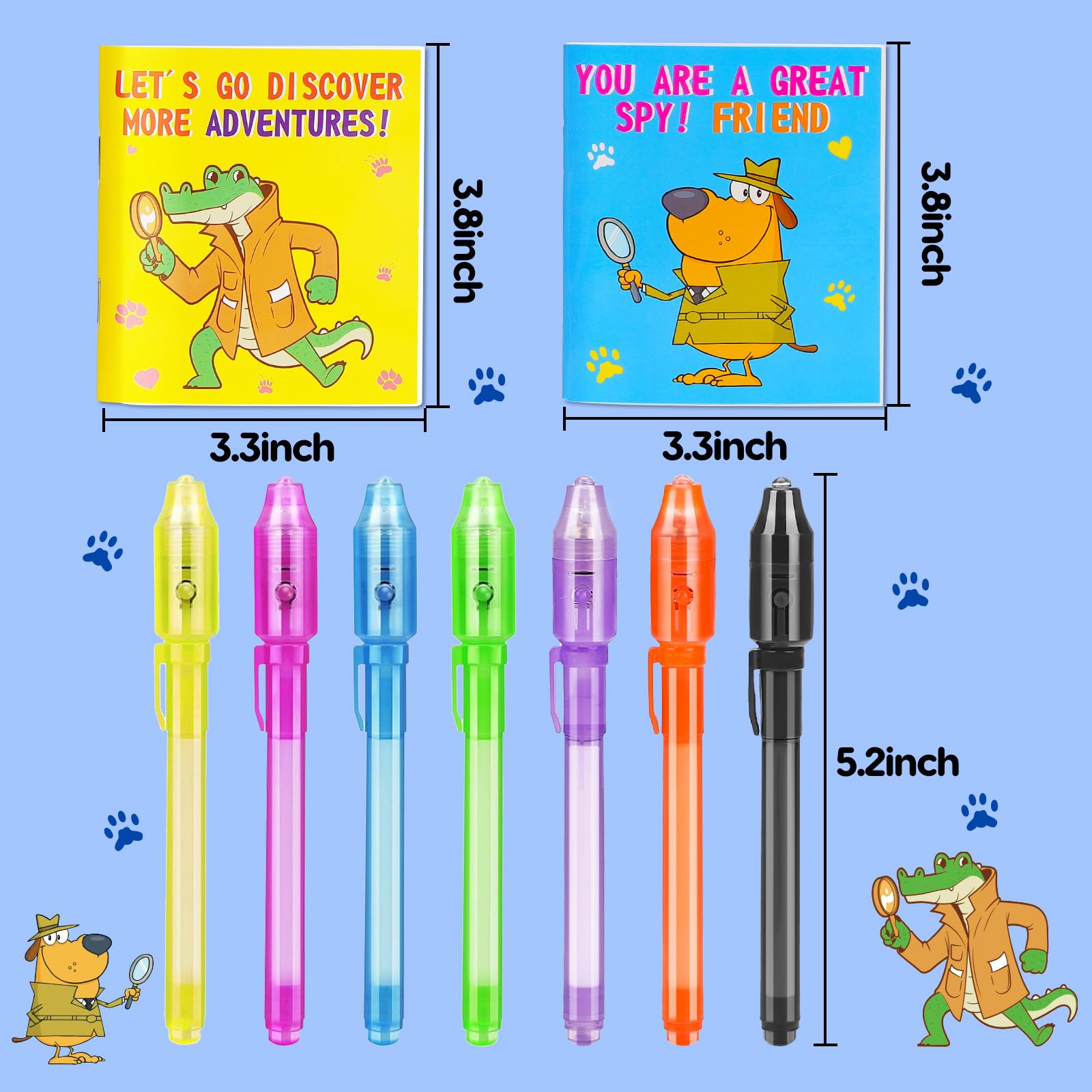 UV Invisible Ink Pen with LED Light & Notebook Set - Spy Writing Kit for Kids, Secret Message Gifts for Boys & Girls - Perfect for Birthday Parties, Classroom Rewards, Goodie Bags & Detective Games