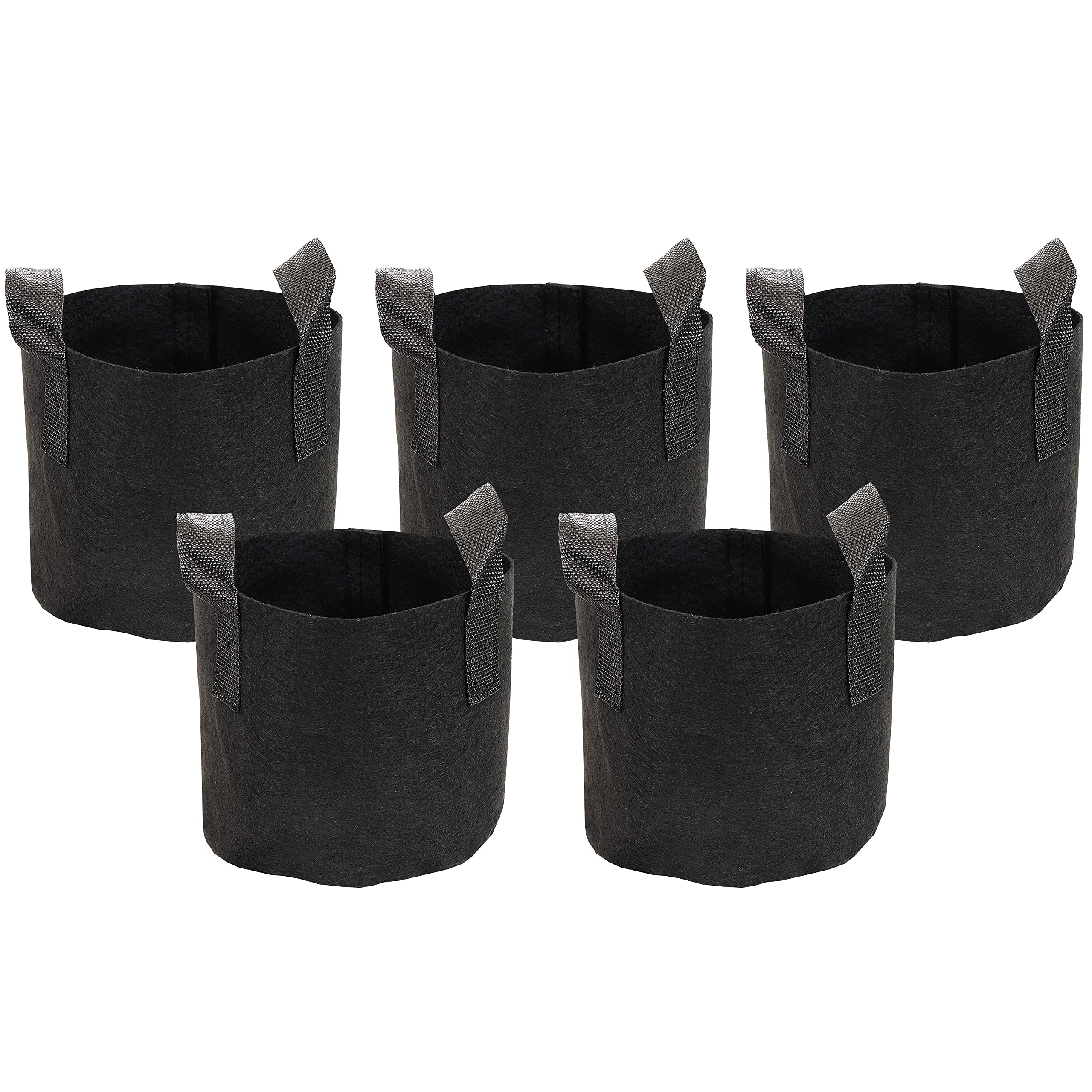 5-Pack 1-Gallon Garden Grow Bags for Vegetables & Plants - Heavy Duty 300 GSM Non-Woven Polypropylene Fabric with Handles - Perfect for Indoor/Outdoor Gardening, Balcony Planting & Urban Farming