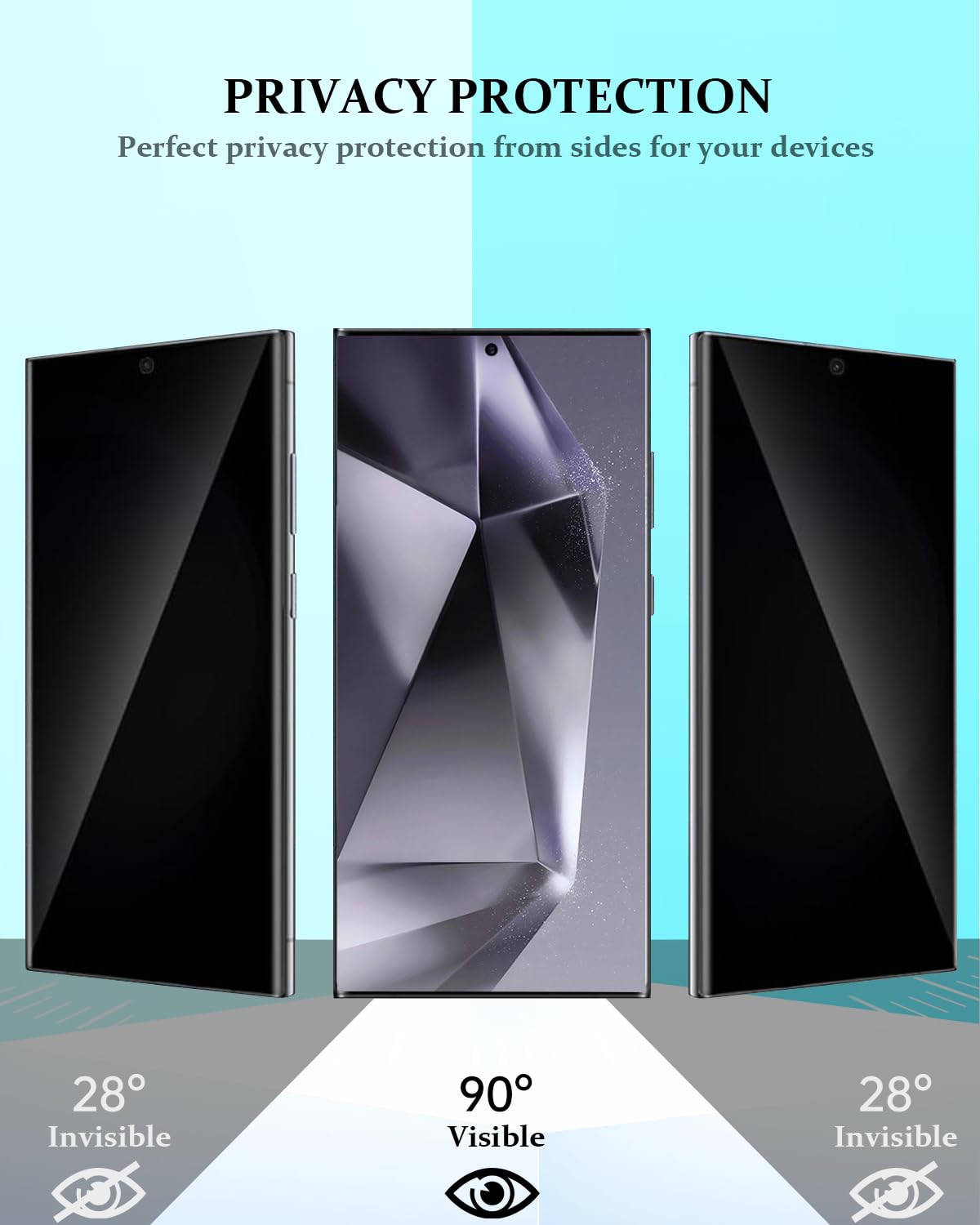 Samsung Galaxy S24 Ultra Privacy Screen Protector & Camera Lens Protector - 9H Tempered Glass, Anti-Spy, Fingerprint Unlock Compatible - 2+2 Pack (Black) - Perfect for Privacy Protection at Work, School, and Public Places