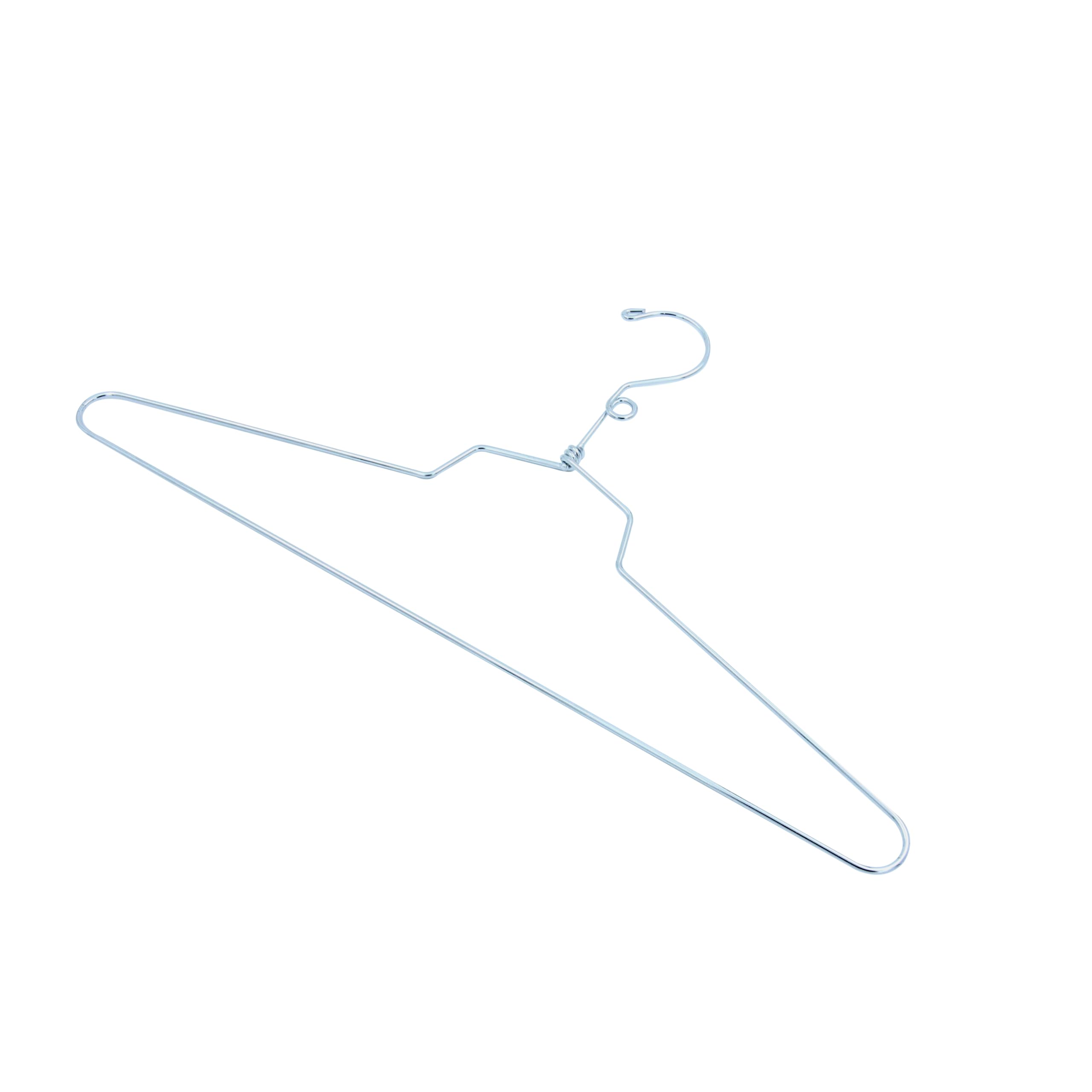 SSWBasics 18 Inch Chrome Metal Shirt Hangers - Pack of 100 - Heavy Duty Closet Organizers for Dresses, Suits & Coats - Space Saving Wardrobe Storage Solution