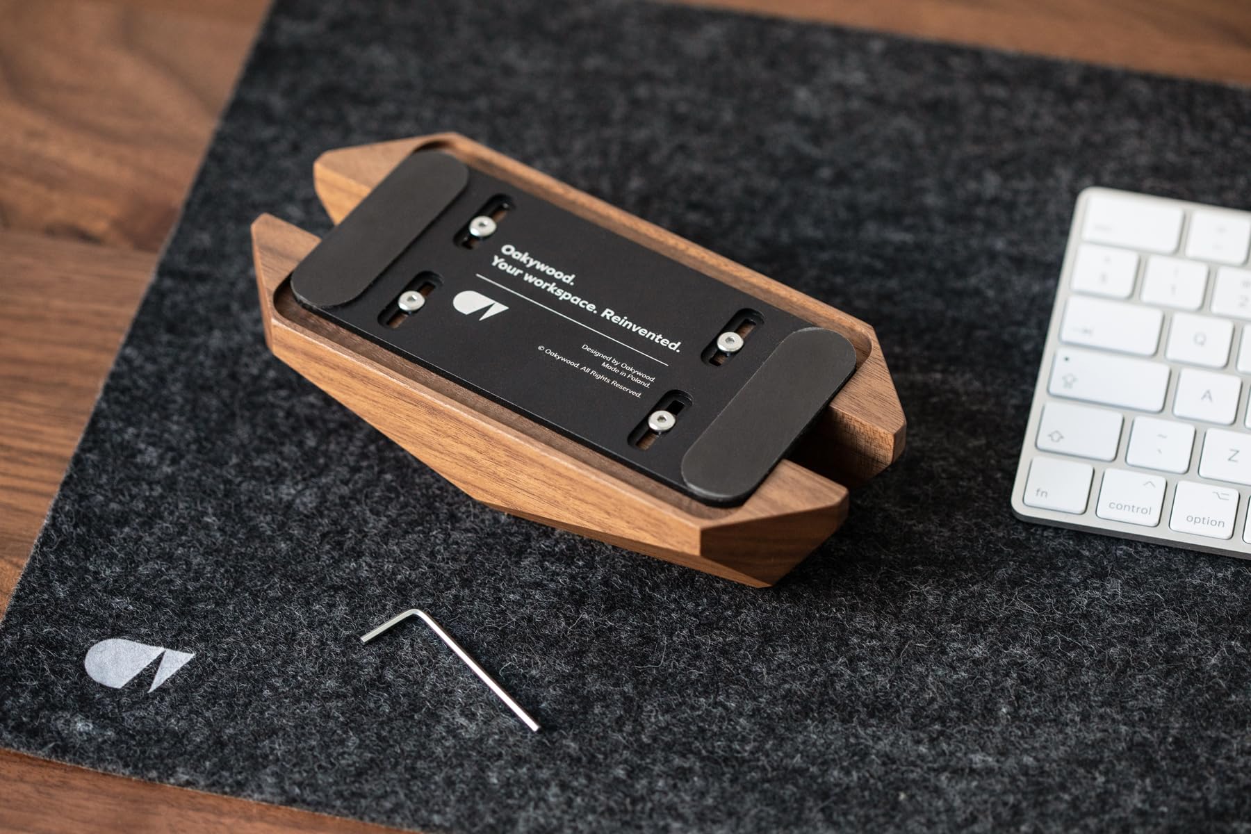 Premium Oakywood Vertical Laptop Stand - Adjustable Walnut & Oak Wooden Dock for MacBook Pro/Air, iPad - Handmade Computer Stand for Home & Office Workspace Organization