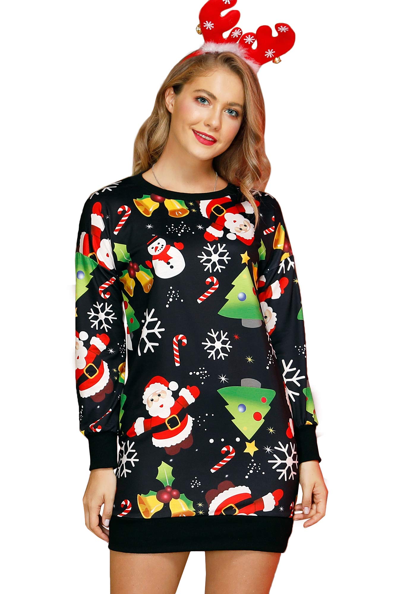 Spadehill Women's Christmas Long Sleeve Sweatshirt Dress - Cozy Holiday Pullover Tunic for Xmas Party, Family Gathering & Winter Outfits