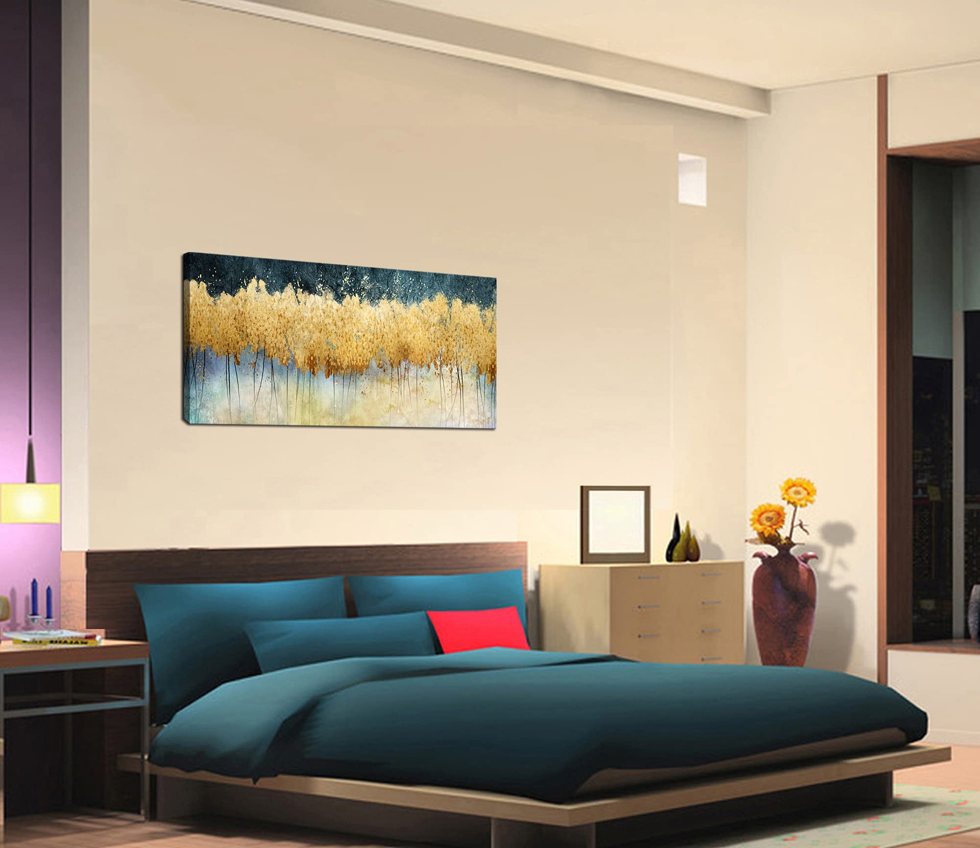 XXMWallArt FC2675 Abstract Golden Forest Canvas Wall Art - Modern Home Decor Painting for Living Room, Bedroom, Kitchen & Office | Perfect for Accent Walls & Contemporary Interior Design