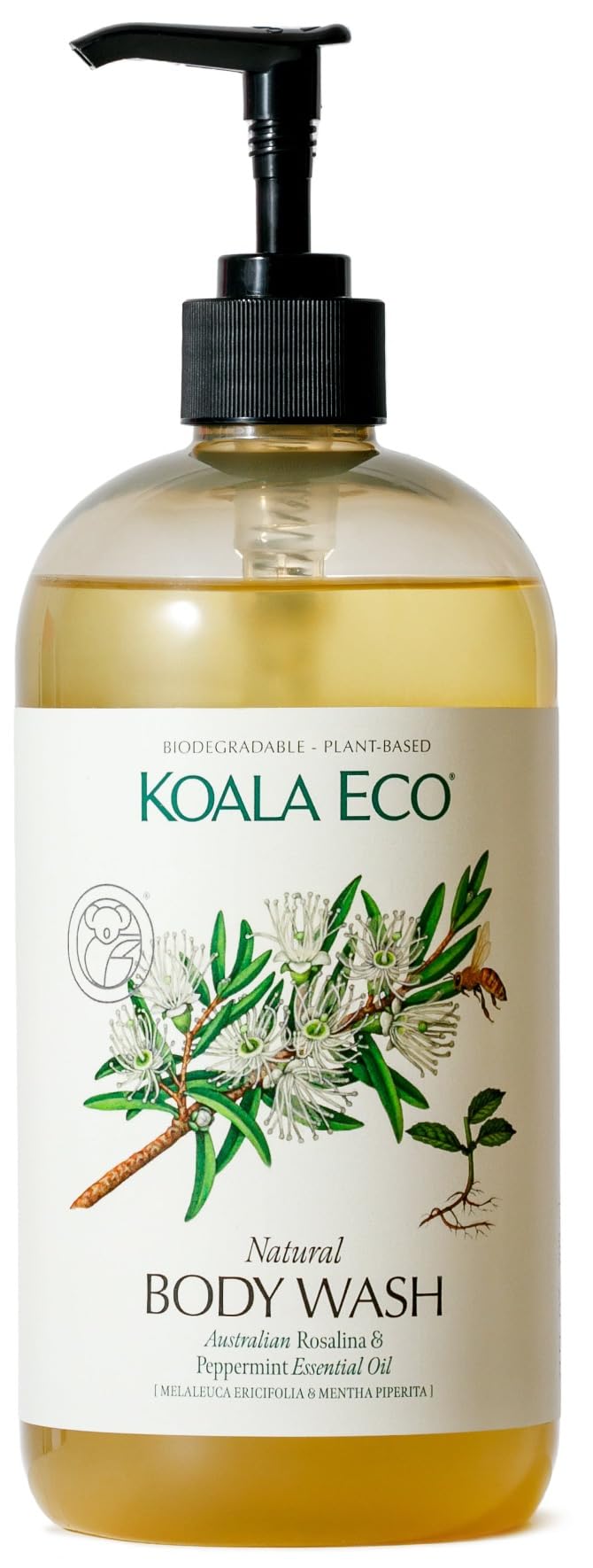 Koala Eco Rosalina & Peppermint Essential Oil Body Wash - 34 Oz | Natural Plant-Based Shower Gel for Relaxation & Stress Relief | Perfect for Daily Use, Spa Days & Aromatherapy