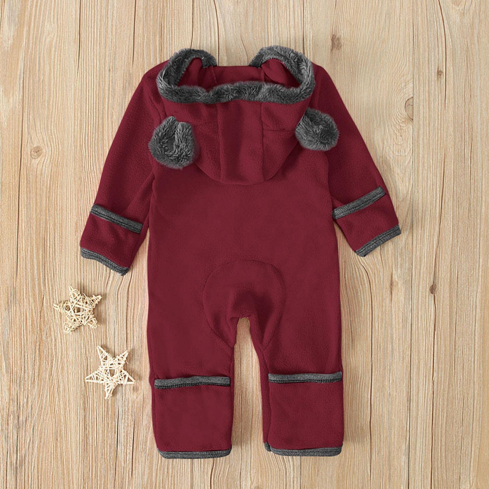 Baby Girls & Boys Cartoon Ears Hoodie Footed Jumpsuit - Warm Winter Zip-Up Romper for Infants | Perfect for Playtime, Nursery & Outdoor Adventures