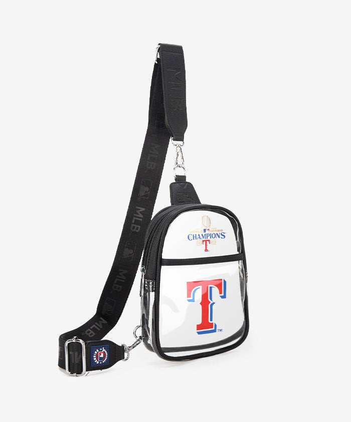 MLB Texas Rangers Clear Mini Sling Stadium Bag - Lightweight Crossbody Purse for Baseball Games, Concerts & Travel - Approved Clear Bag for Stadium Security